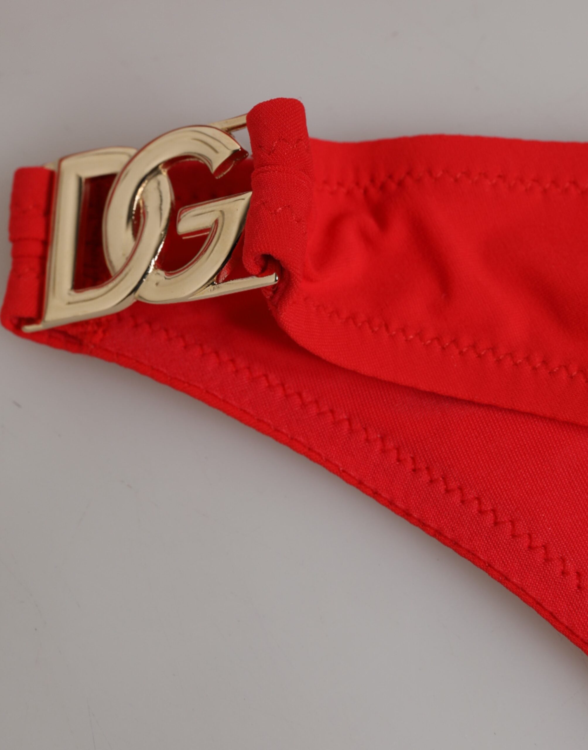 Dolce & Gabbana Roter Nylon-Badeanzug 2 Stück Oberteil Unterteil Bademode
