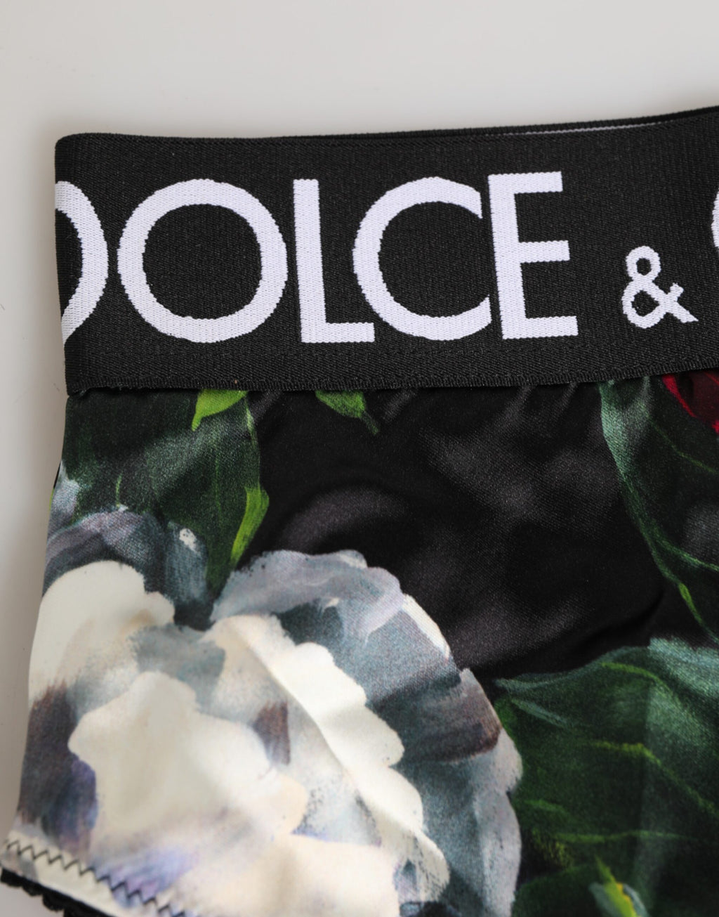 Dolce & Gabbana Schwarze Floral Print High Waist Panty Unterwäsche