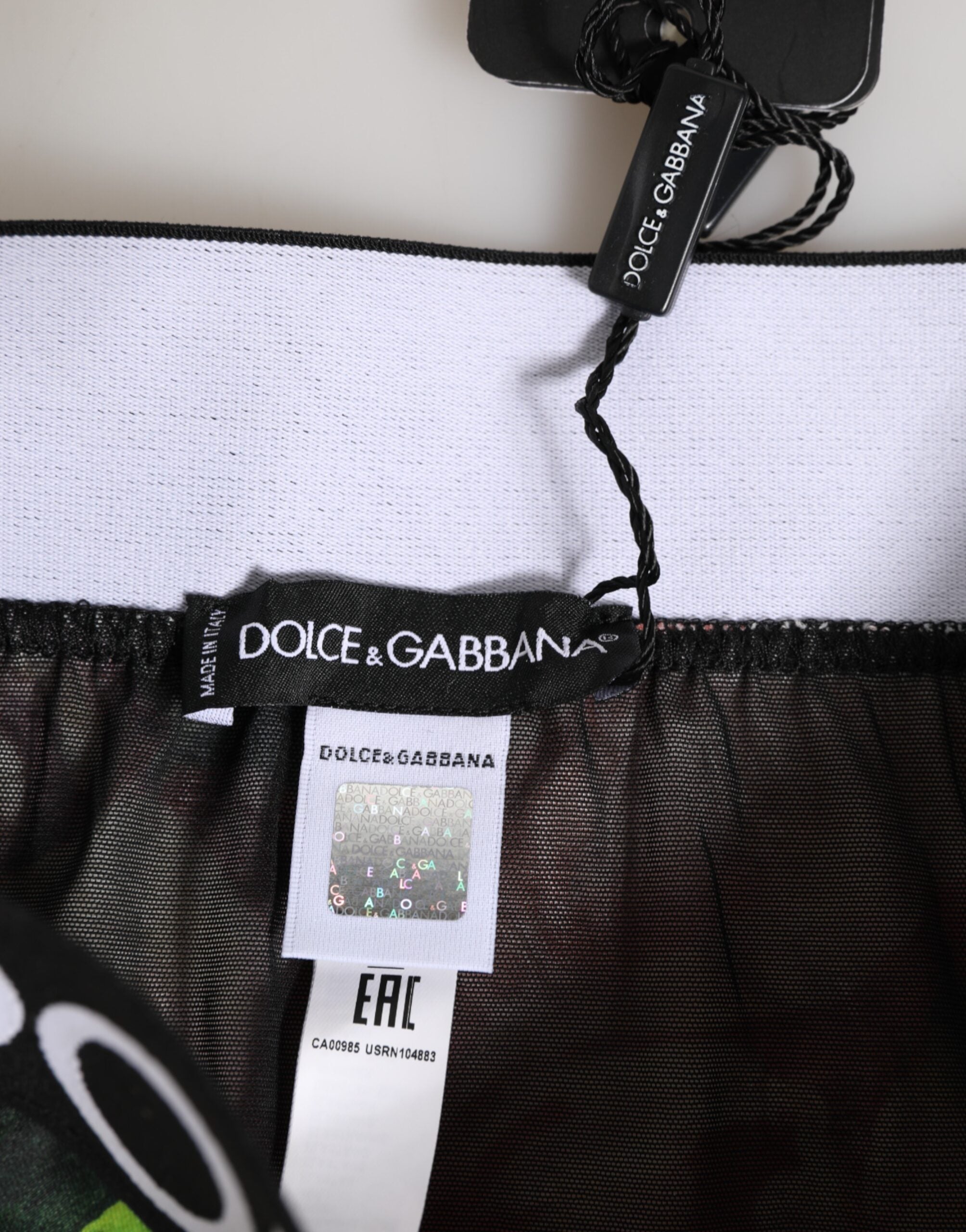 Dolce & Gabbana Schwarze Floral Print High Waist Panty Unterwäsche