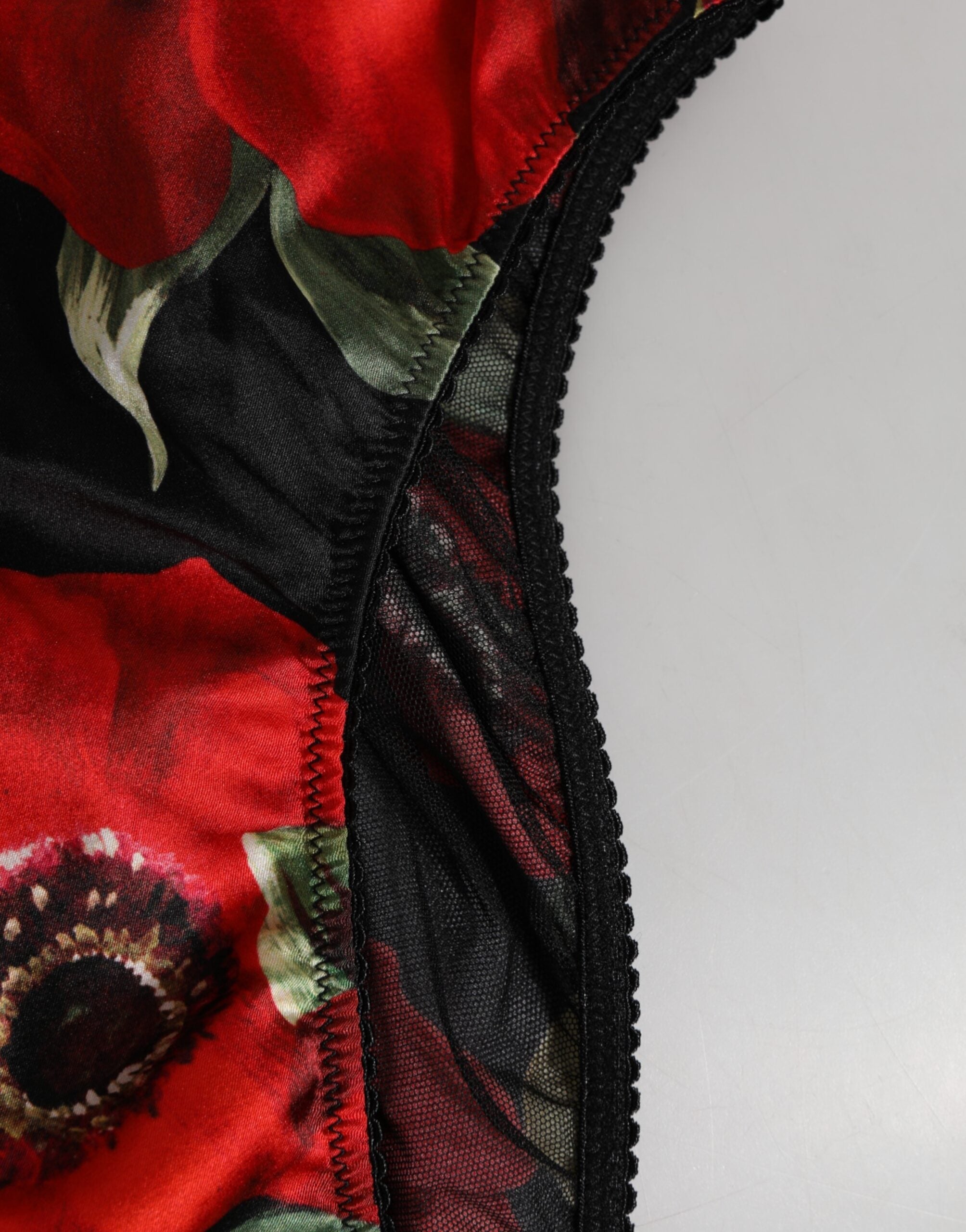 Dolce & Gabbana Schwarze Floral Print High Waist Panty Unterwäsche