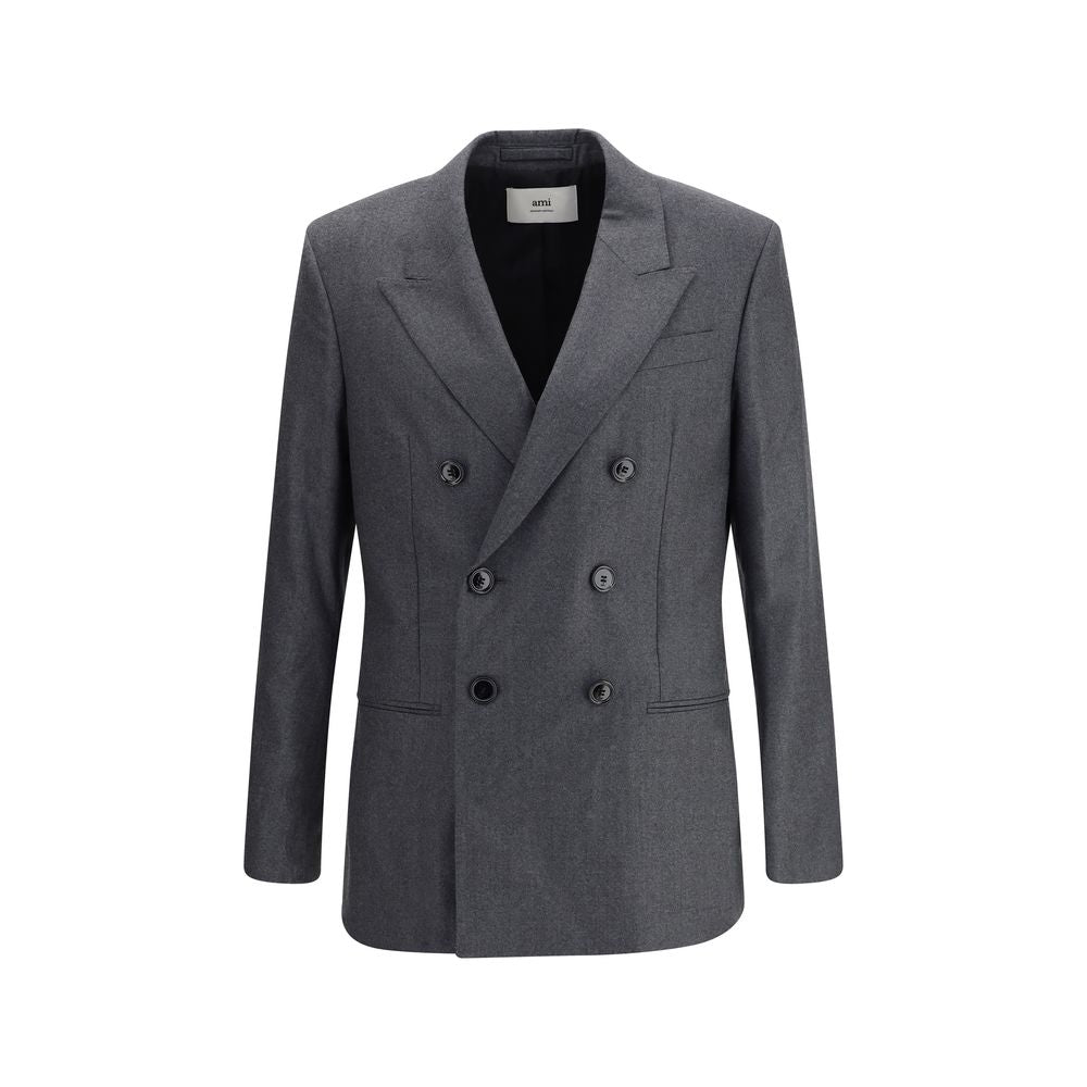 Ami Paris Eleganter Wollblazer aus Fleece in Grau