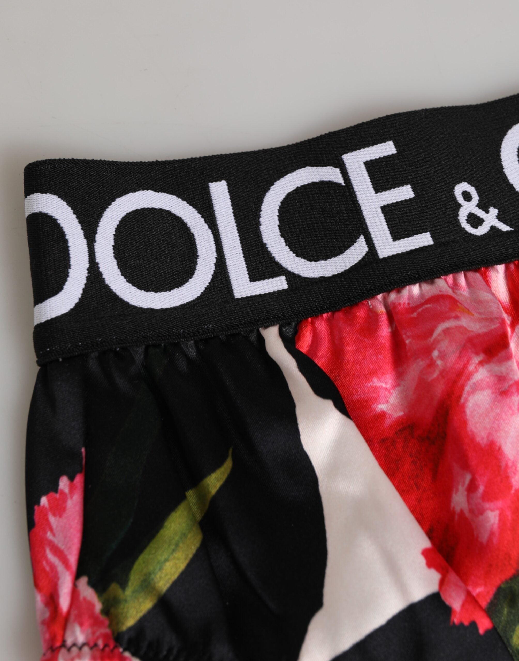 Dolce & Gabbana Schwarze Floral Print High Waist Panty Unterwäsche