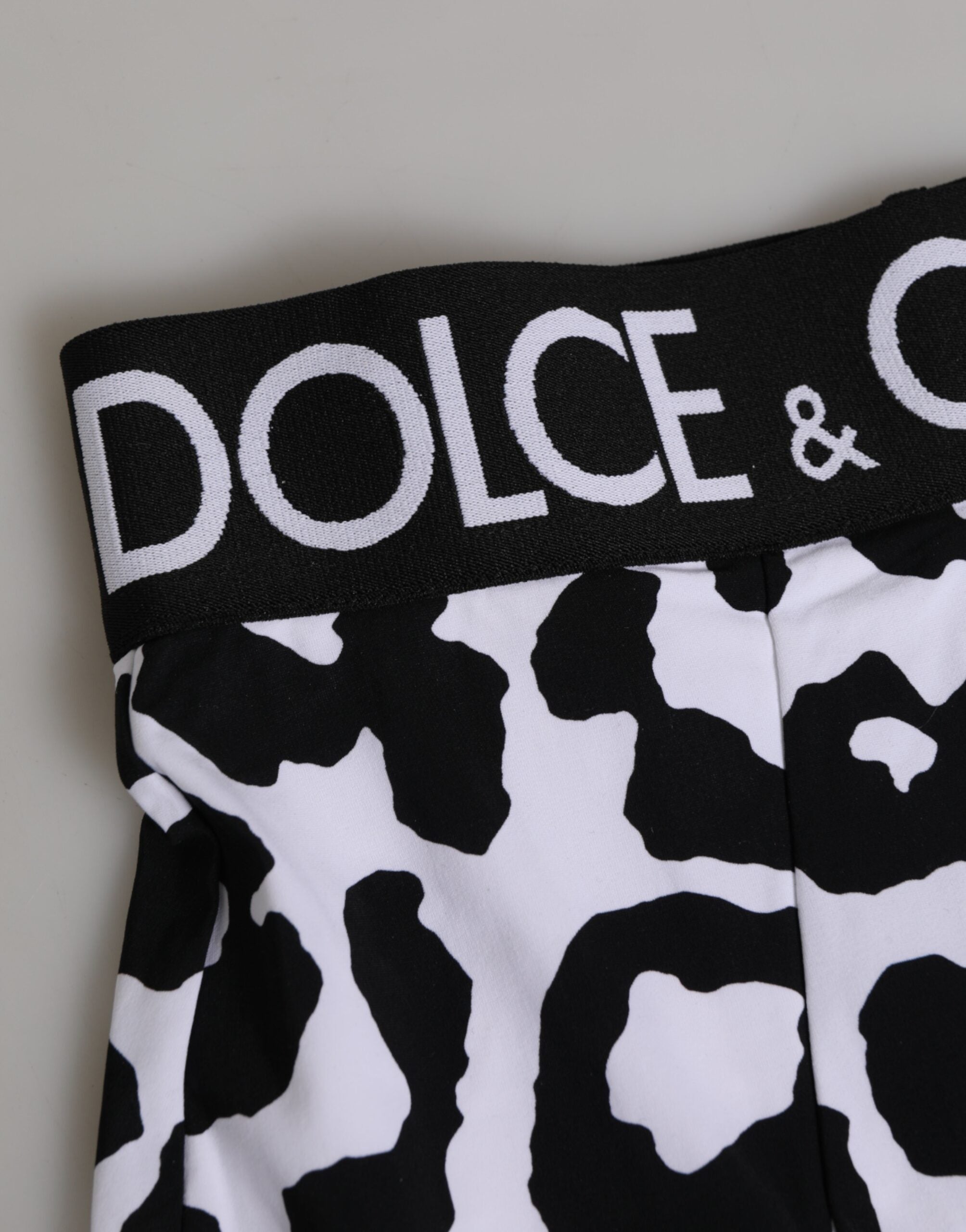Dolce & Gabbana Weißer Leopard Nylon Mieder Unterwäsche mit hoher Taille