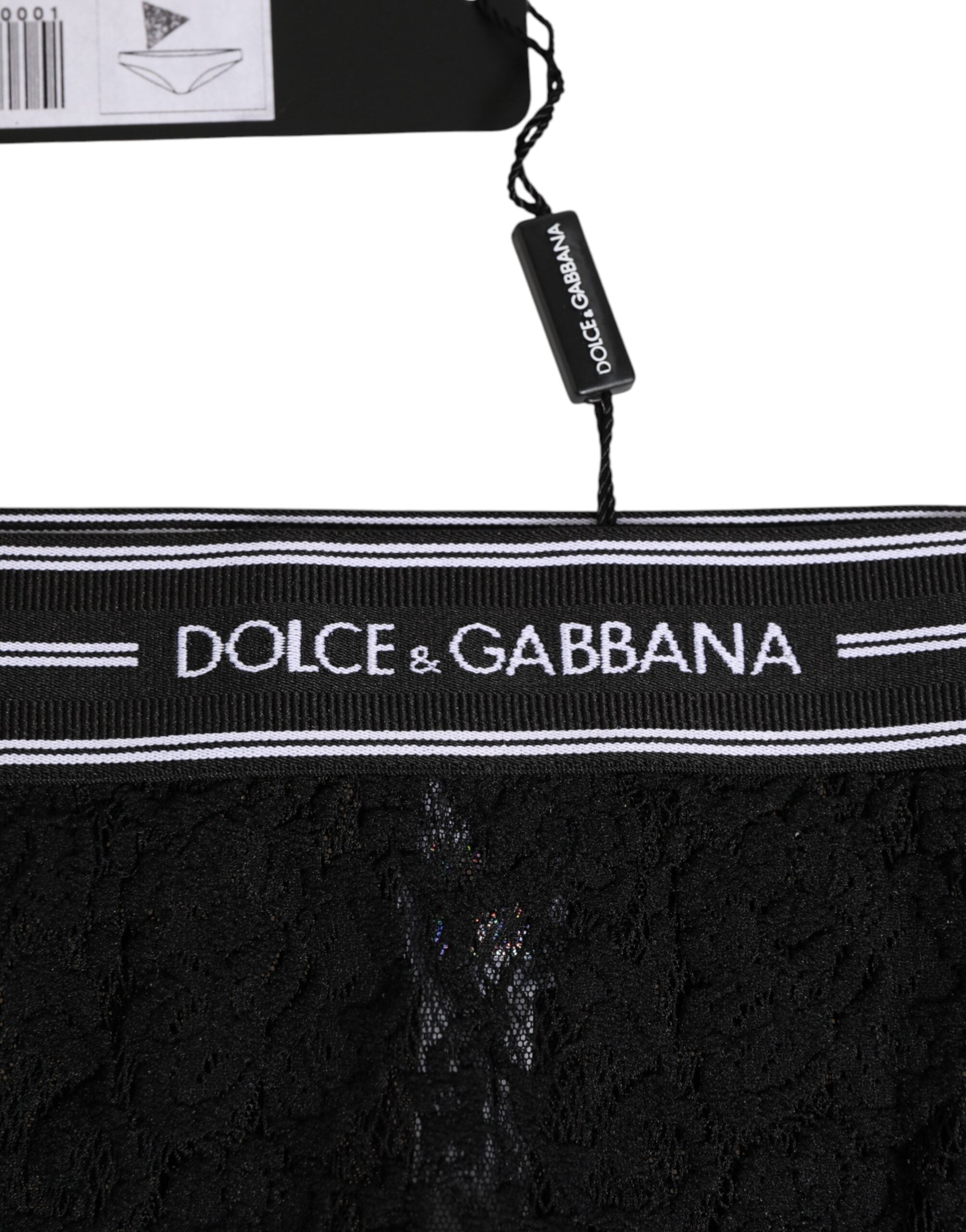 Dolce & Gabbana Schwarze Spitze Nylon hohe Taille Panty Unterwäsche
