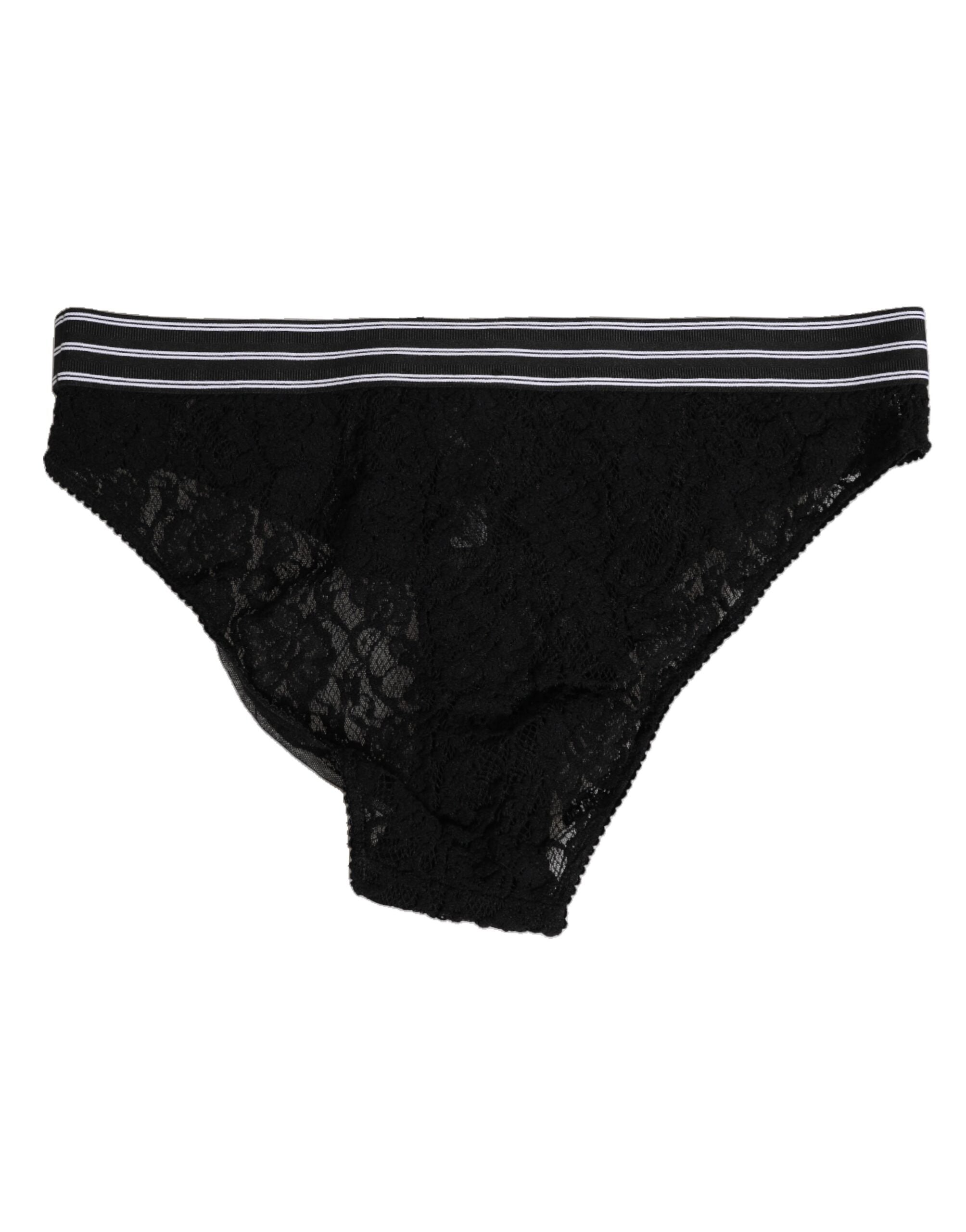 Dolce & Gabbana Schwarze Spitze Nylon hohe Taille Panty Unterwäsche