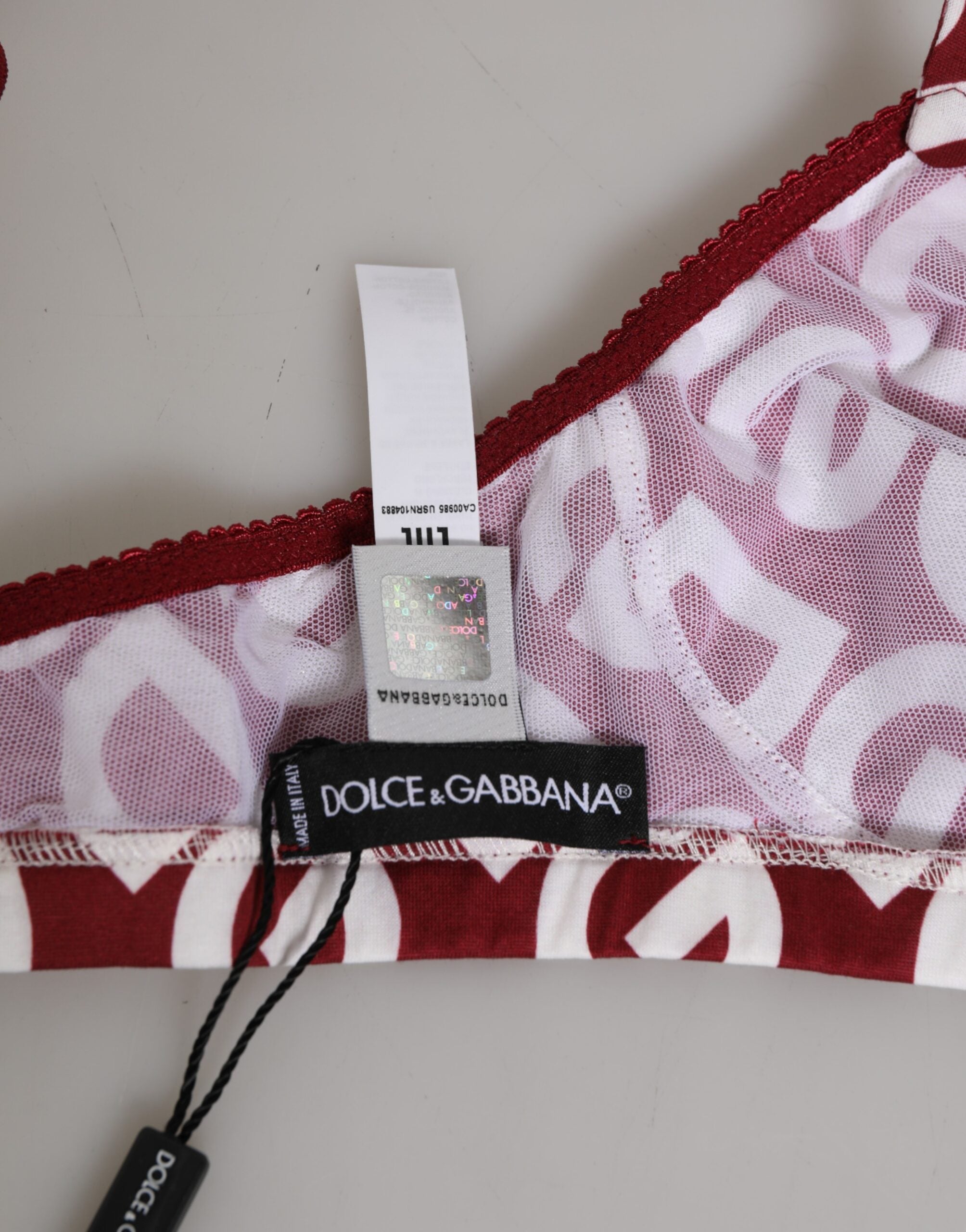 Dolce & Gabbana Rot Weiß Logo Mania Soft Cup BH Unterwäsche