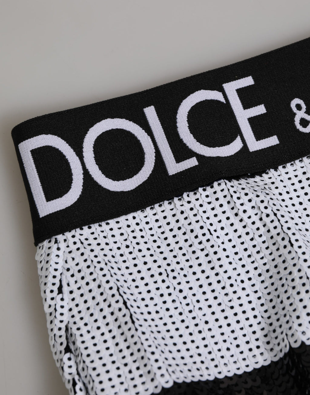 Dolce & Gabbana Schwarz Weiß Pailletten Hohe Taille Panty Unterwäsche
