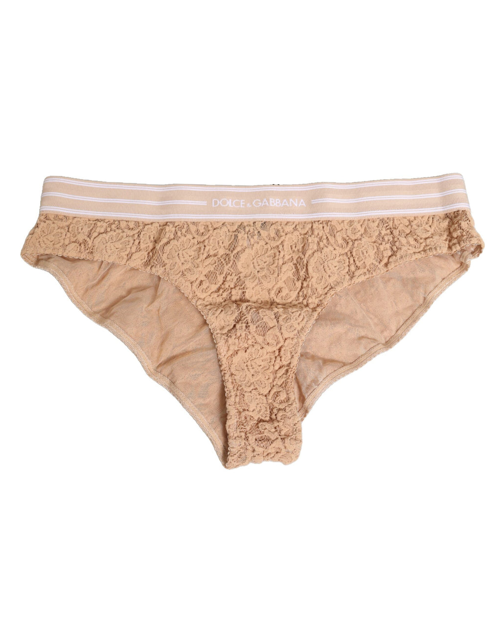 Dolce & Gabbana Beige Spitze Nylon hohe Taille Panty Unterwäsche