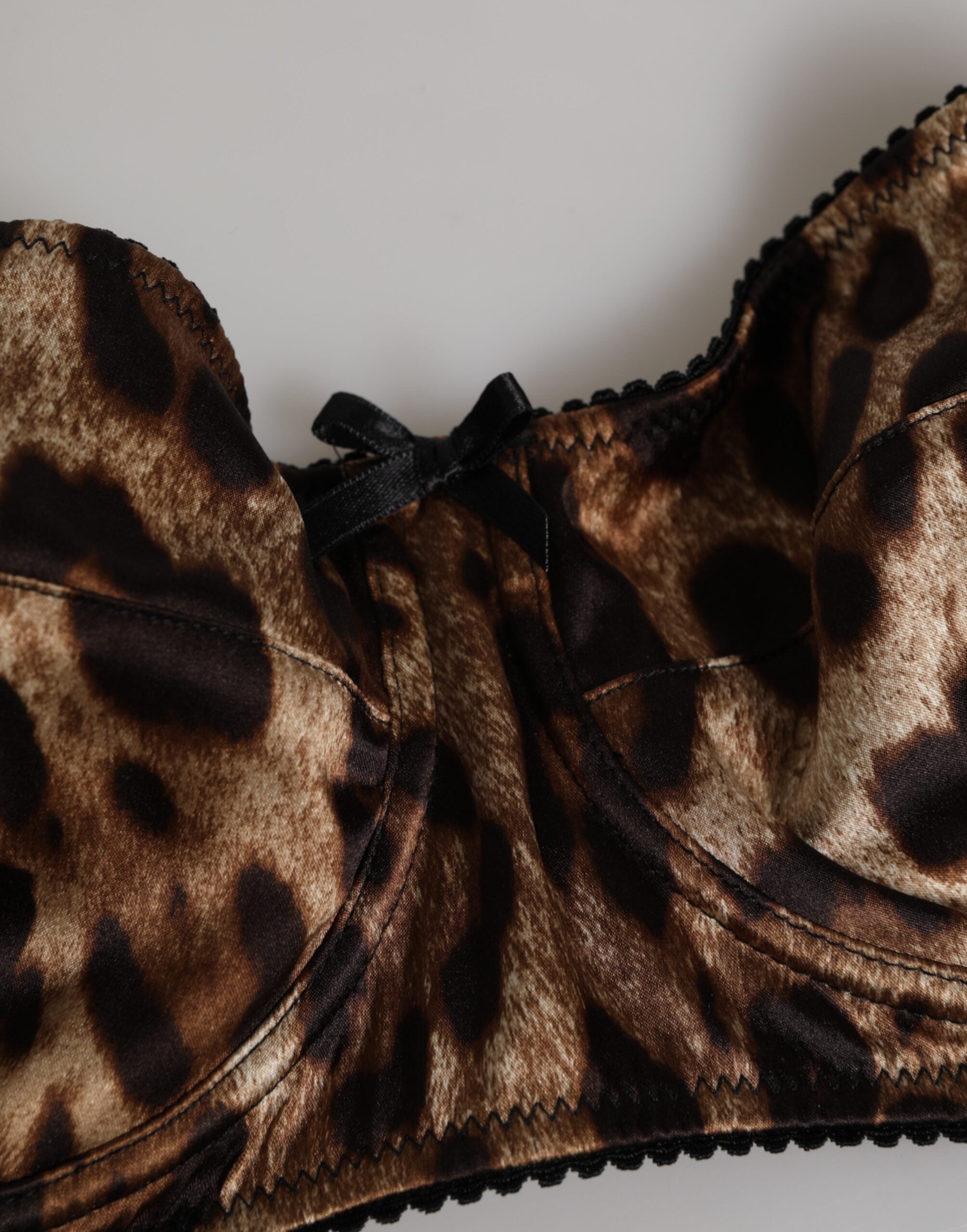 Dolce & Gabbana Brauner Leopard Seide Balconnet BH Unterwäsche