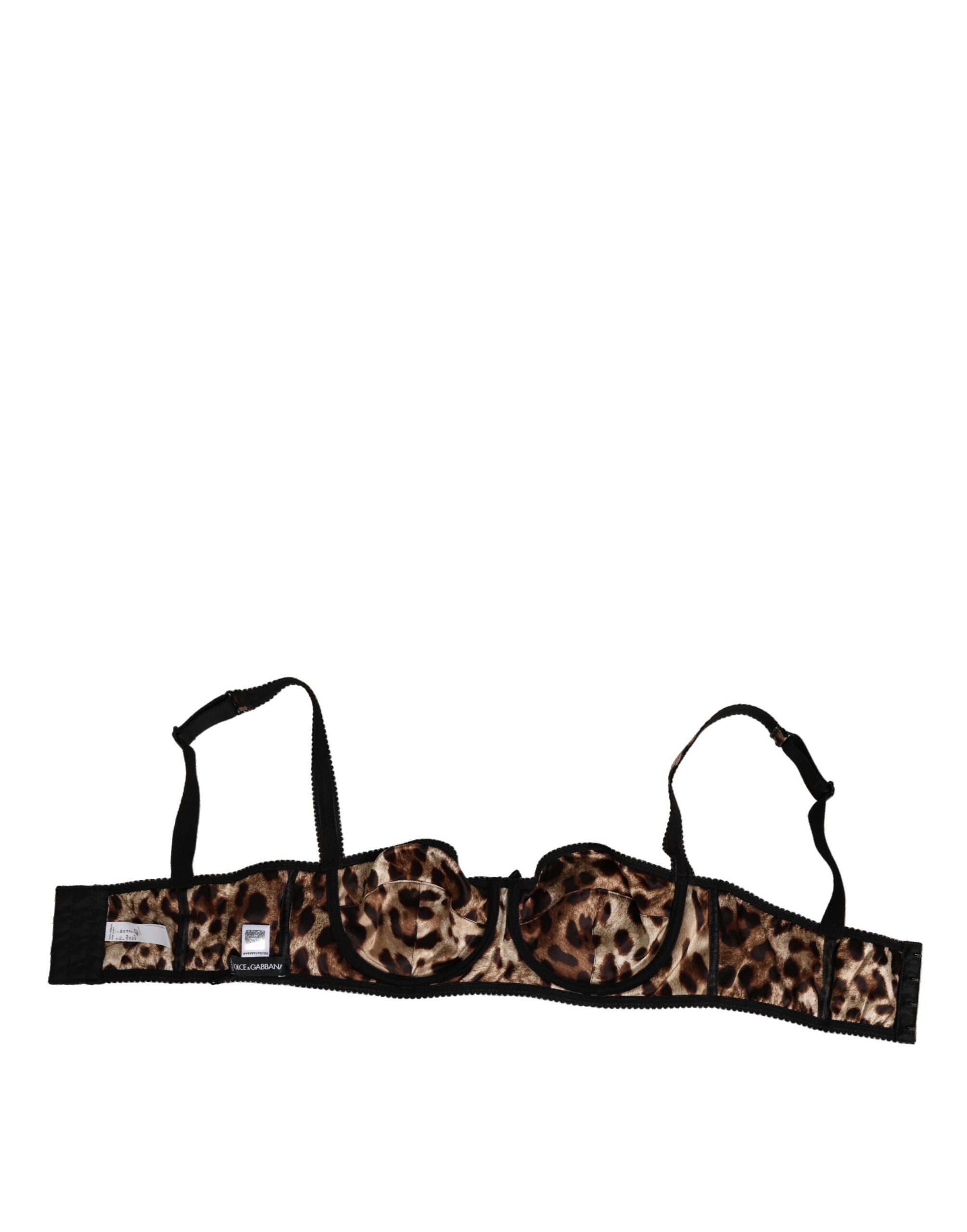 Dolce & Gabbana Brauner Leopard Seide Balconnet BH Unterwäsche