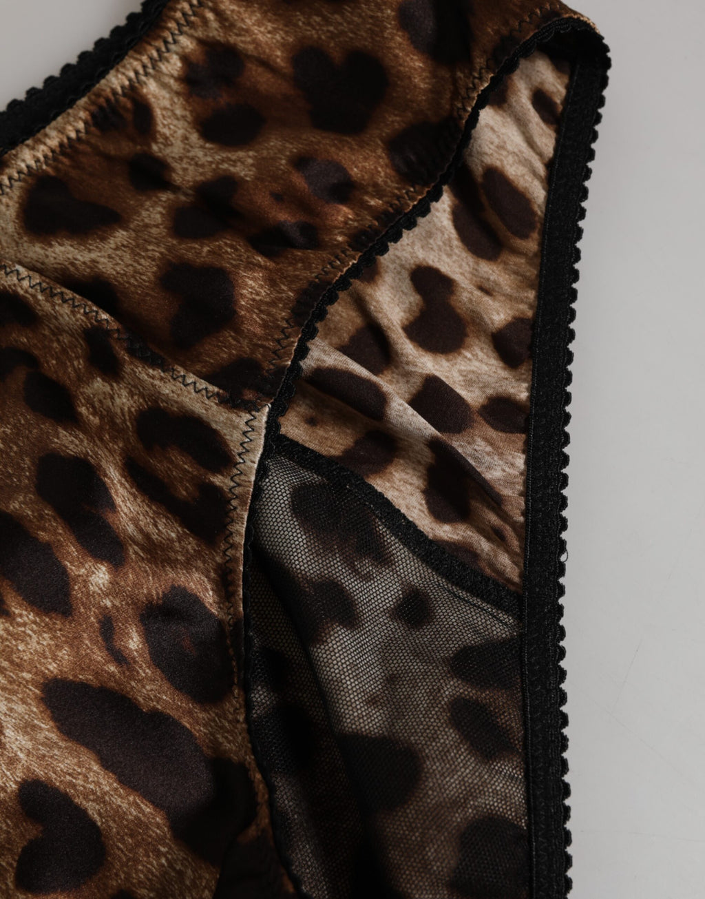 Dolce & Gabbana Brauner Leopard Seide mittlere Taille Panty Unterwäsche
