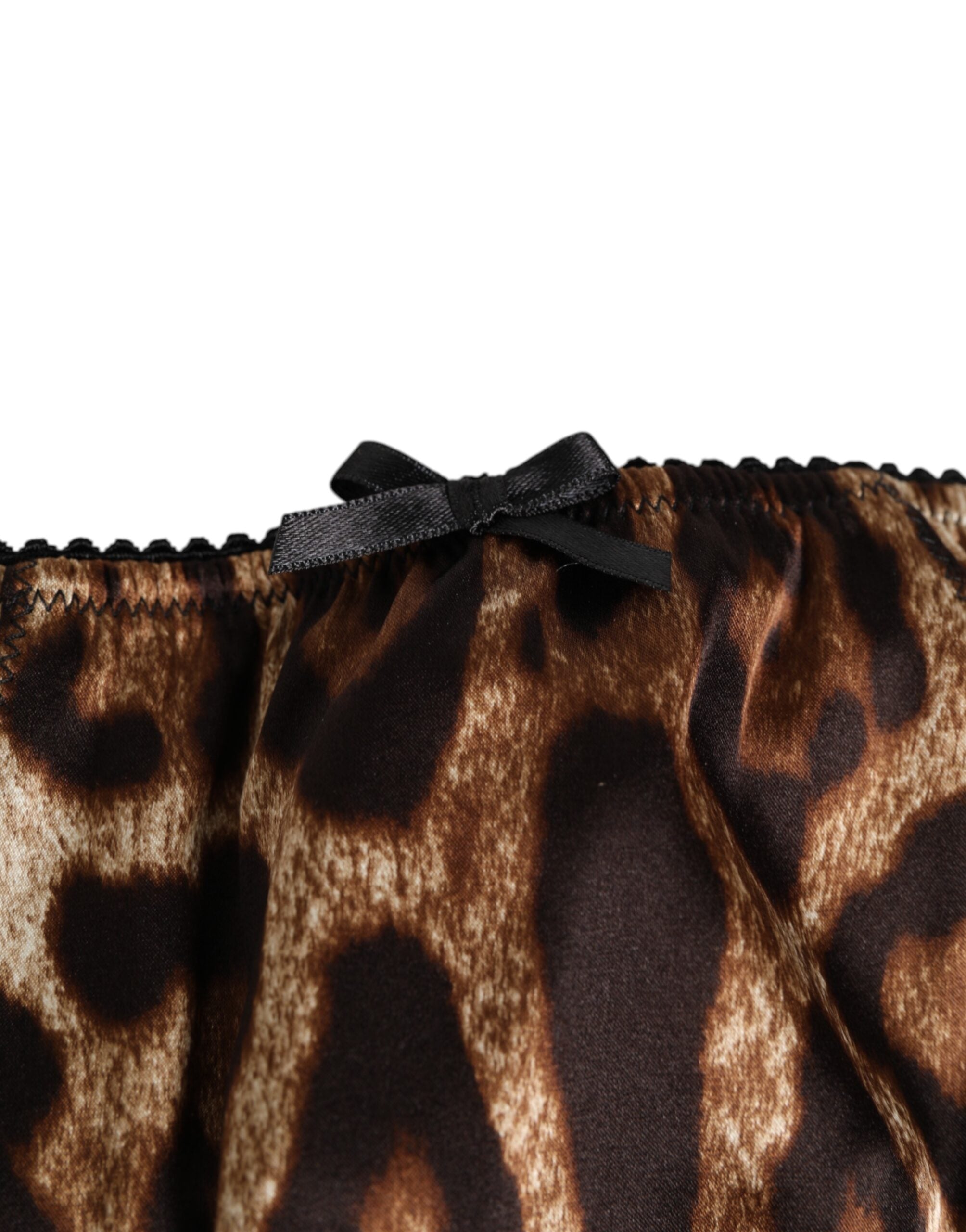 Dolce & Gabbana Brauner Leopard Seide mittlere Taille Panty Unterwäsche