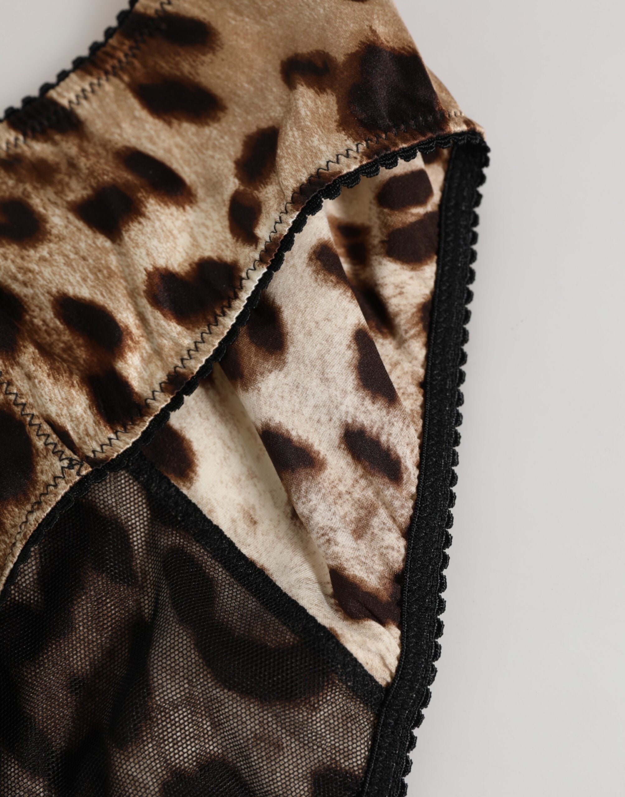 Dolce & Gabbana Brauner Leopard Seide mittlere Taille Panty Unterwäsche