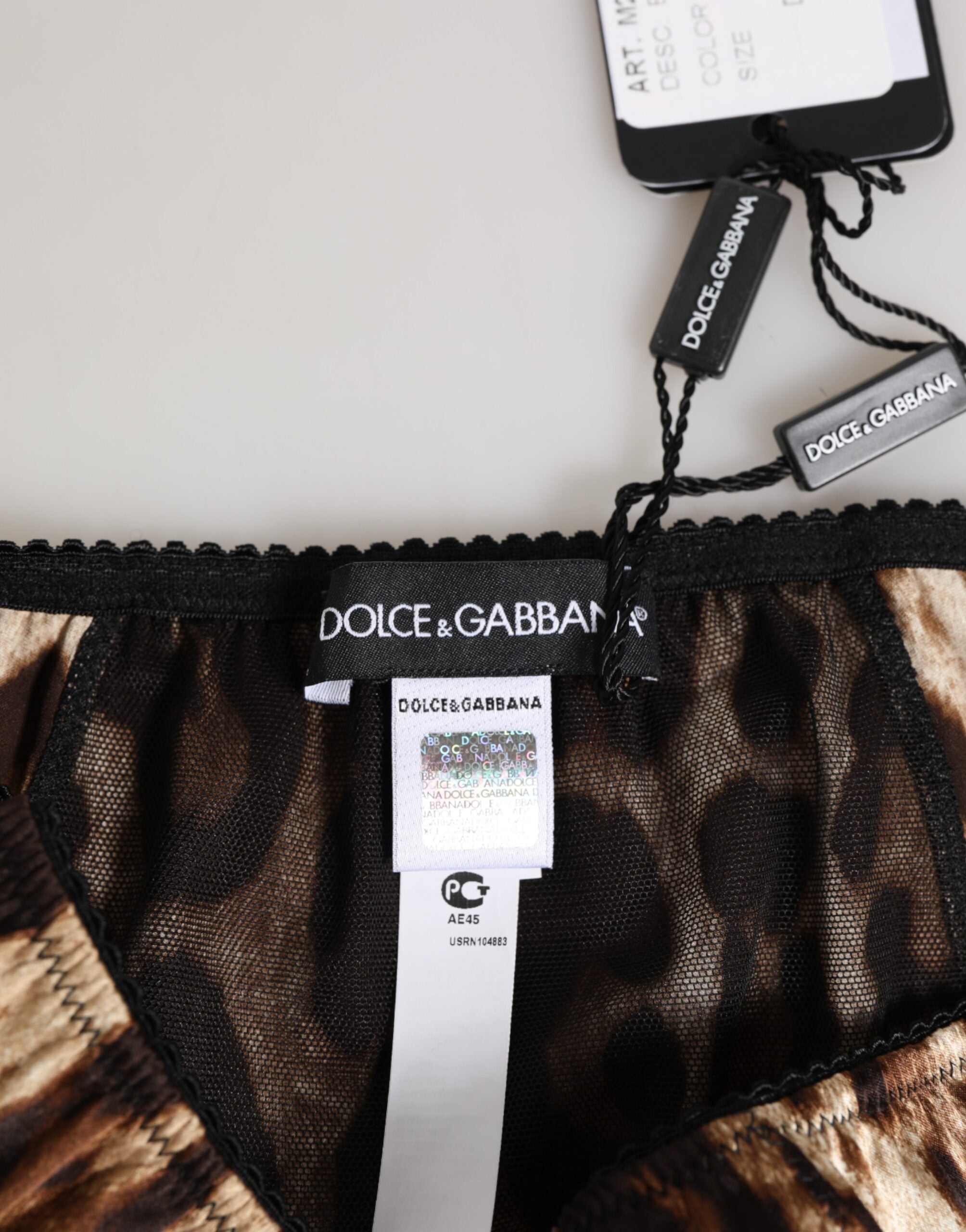 Dolce & Gabbana Brauner Leopard Seide mittlere Taille Panty Unterwäsche