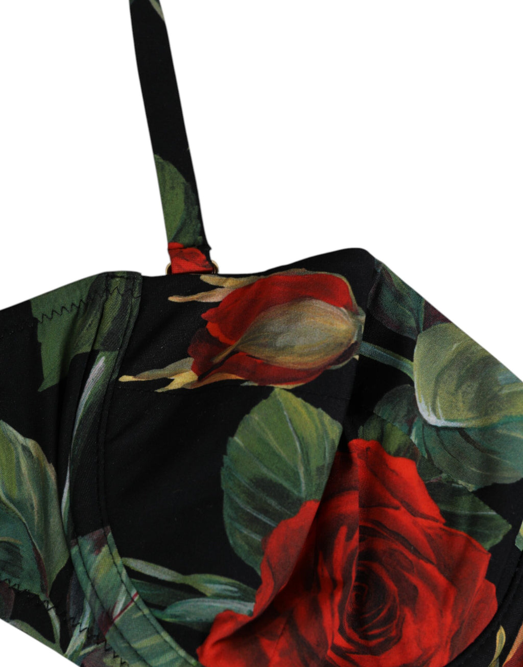 Dolce & Gabbana Schwarzer geblümter Nylon gepolsterter Balconnet BH Unterwäsche