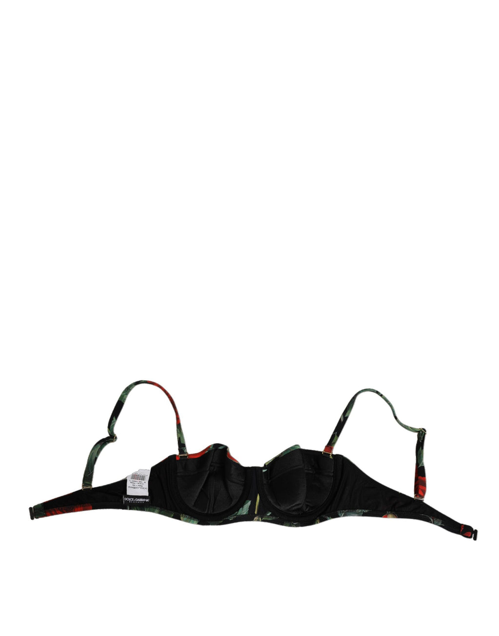 Dolce & Gabbana Schwarzer geblümter Nylon gepolsterter Balconnet BH Unterwäsche