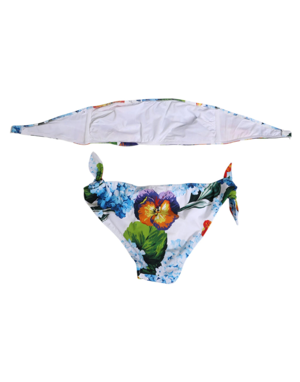 Dolce & Gabbana Weißer geblümter Badeanzug 2 Stück Oberteil Unterteil Bademode