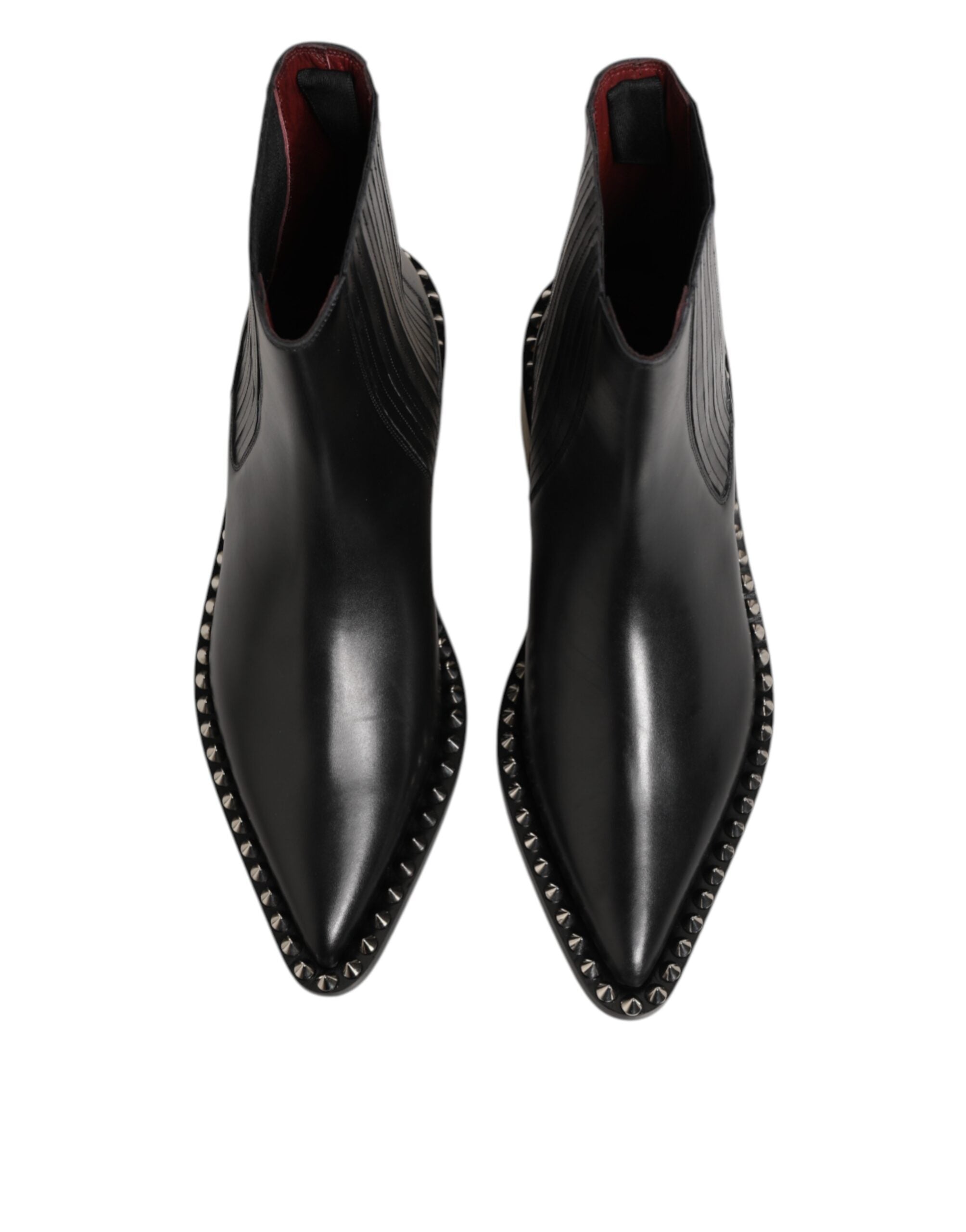 Dolce & Gabbana Schwarzes Leder Nieten Männer kurze Stiefel Schuhe