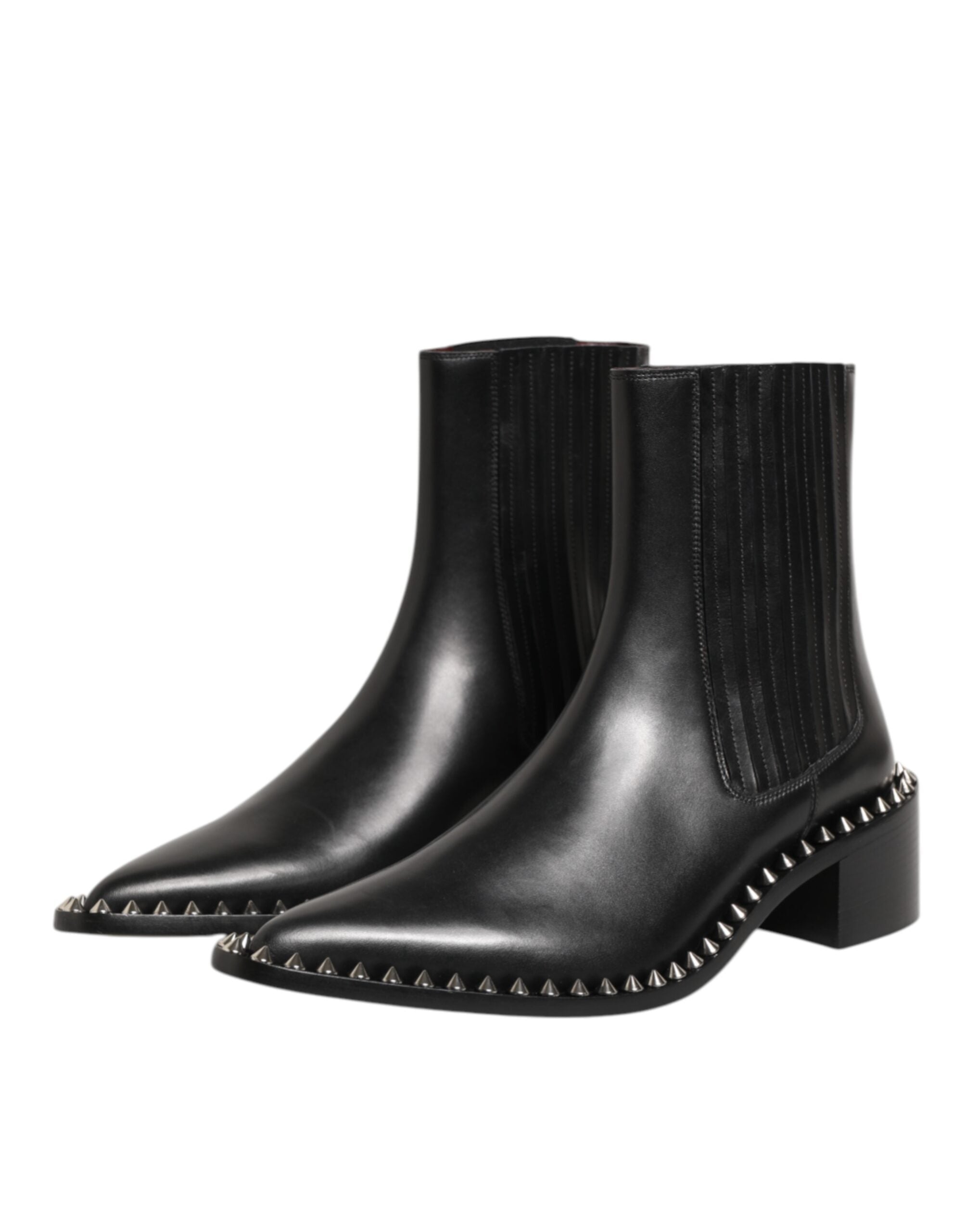 Dolce & Gabbana Schwarzes Leder Nieten Männer kurze Stiefel Schuhe