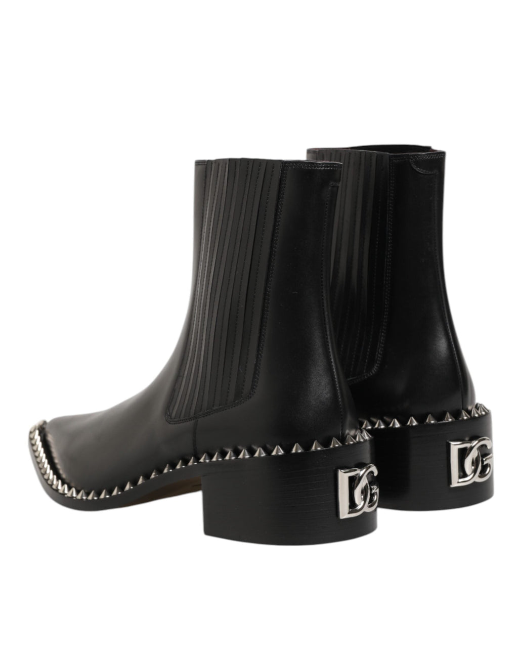 Dolce & Gabbana Schwarzes Leder Nieten Männer kurze Stiefel Schuhe
