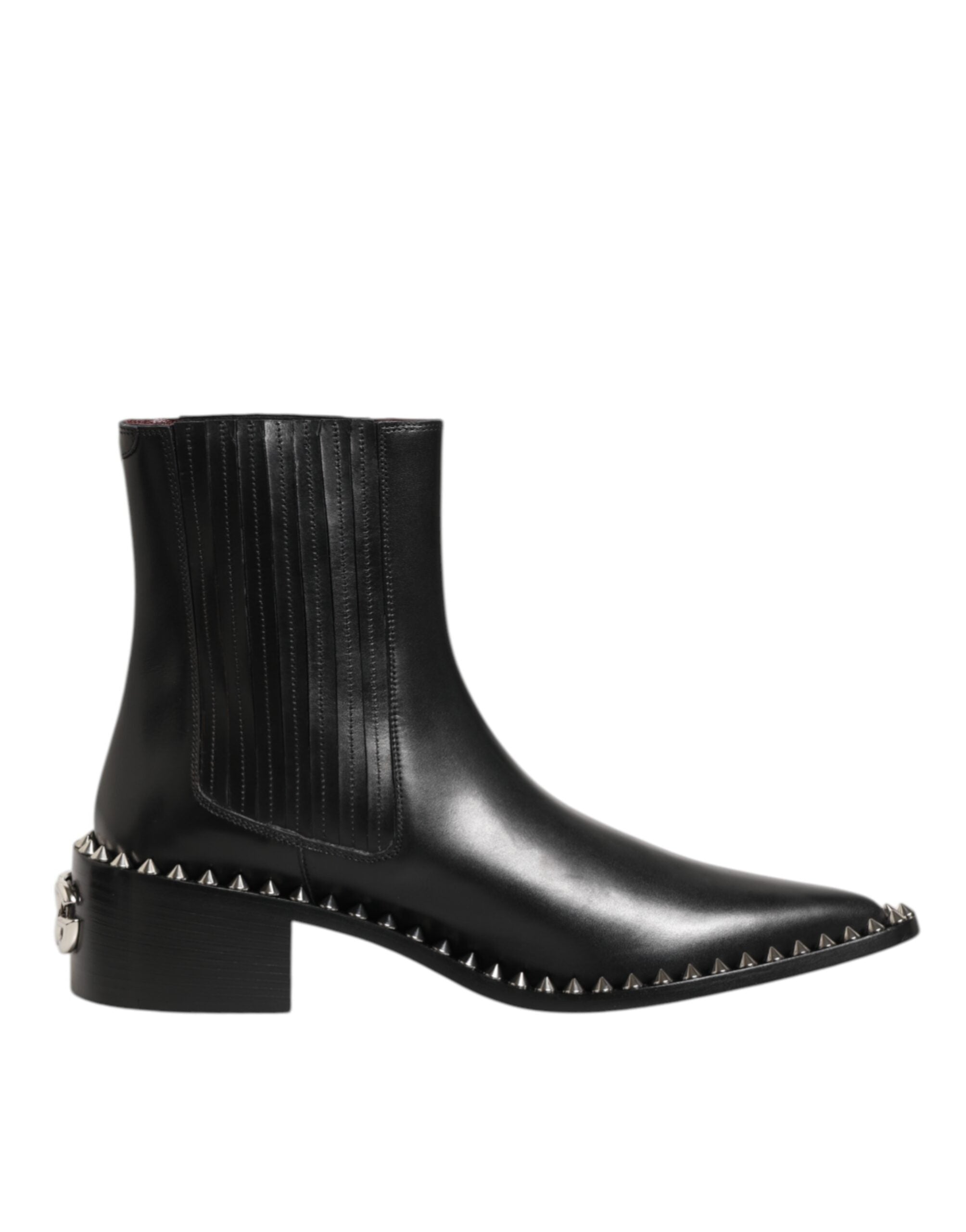 Dolce & Gabbana Schwarzes Leder Nieten Männer kurze Stiefel Schuhe