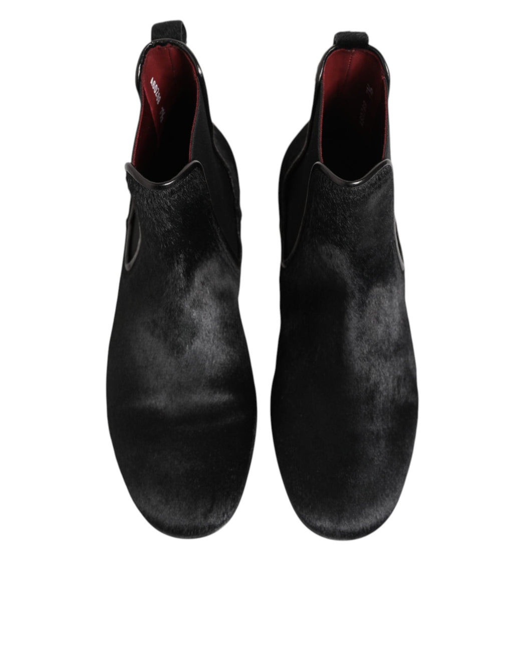Dolce & Gabbana Schwarz Leder Pelz Männer CHELSEA Stiefel Schuhe