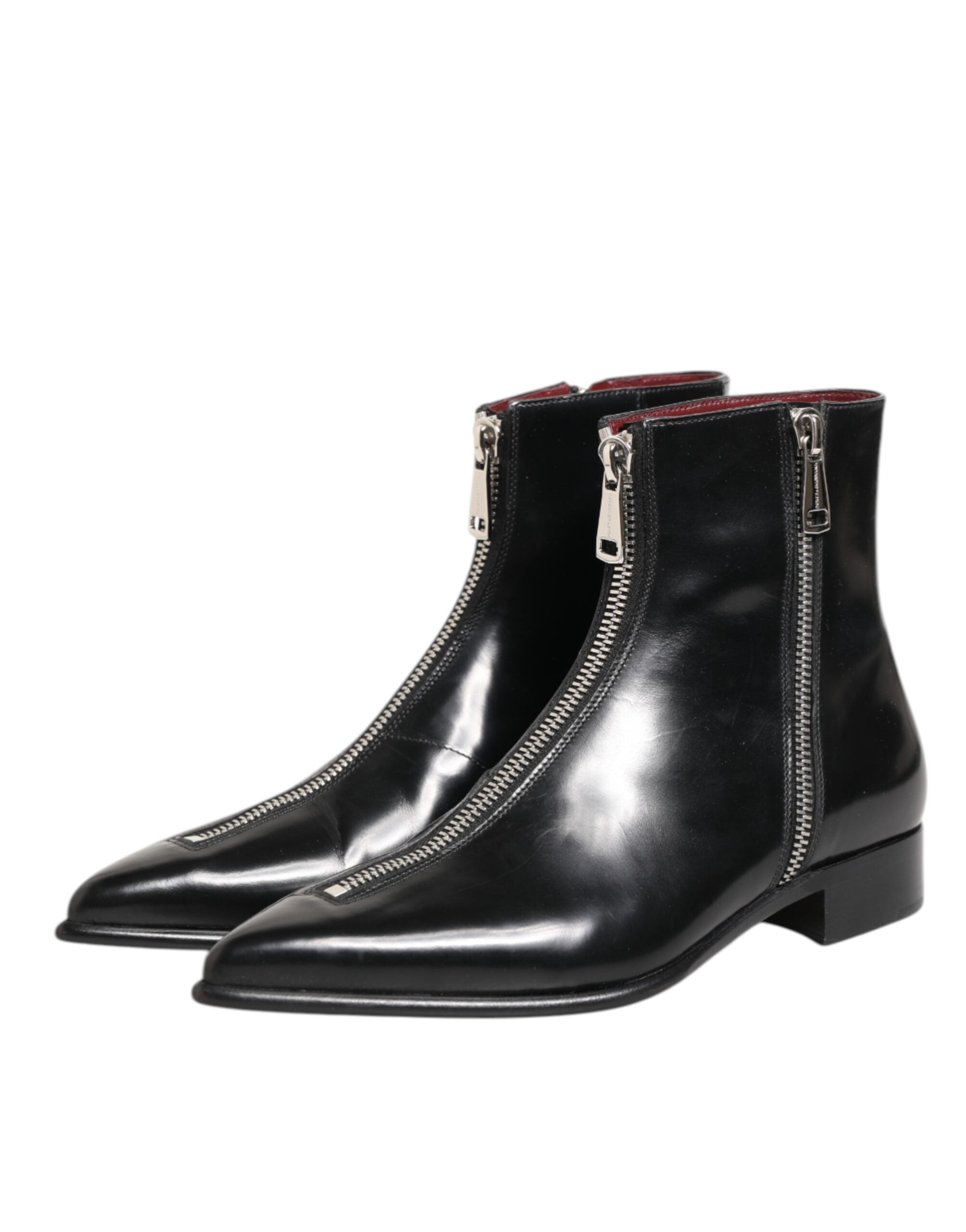 Dolce & Gabbana Schwarzes Kalbsleder Herren SHORT Stiefel Schuhe