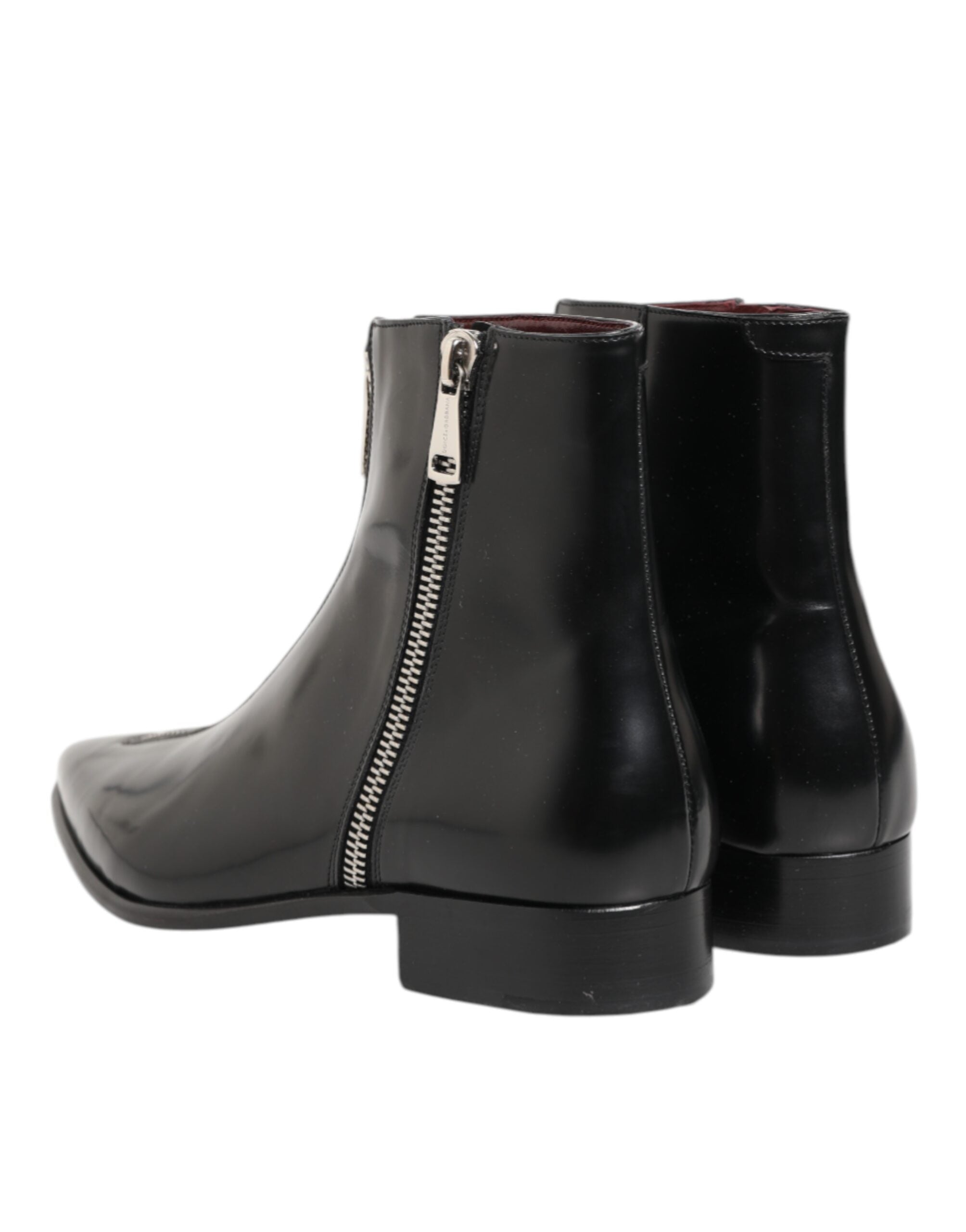 Dolce & Gabbana Schwarzes Kalbsleder Herren SHORT Stiefel Schuhe