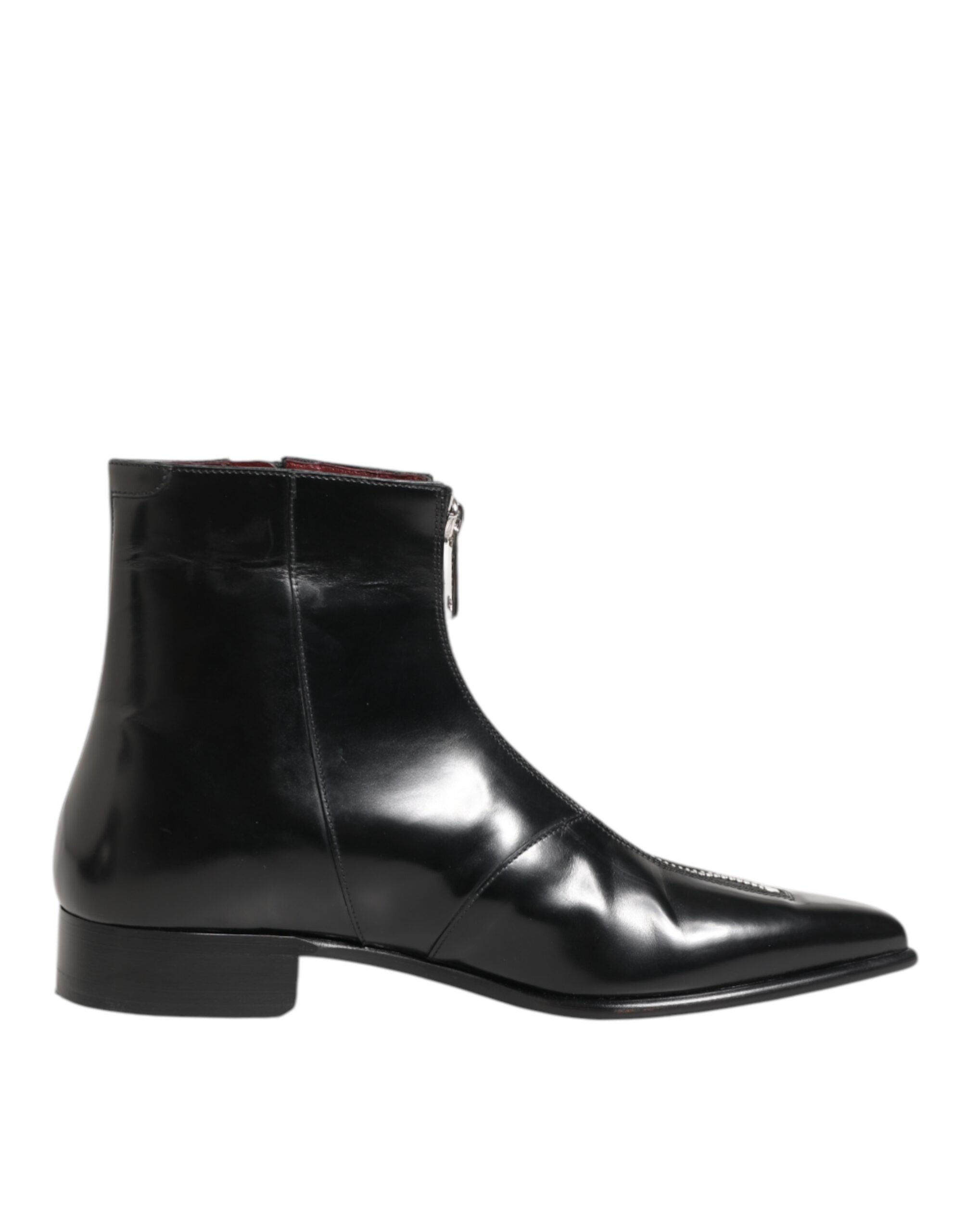 Dolce & Gabbana Schwarzes Kalbsleder Herren SHORT Stiefel Schuhe
