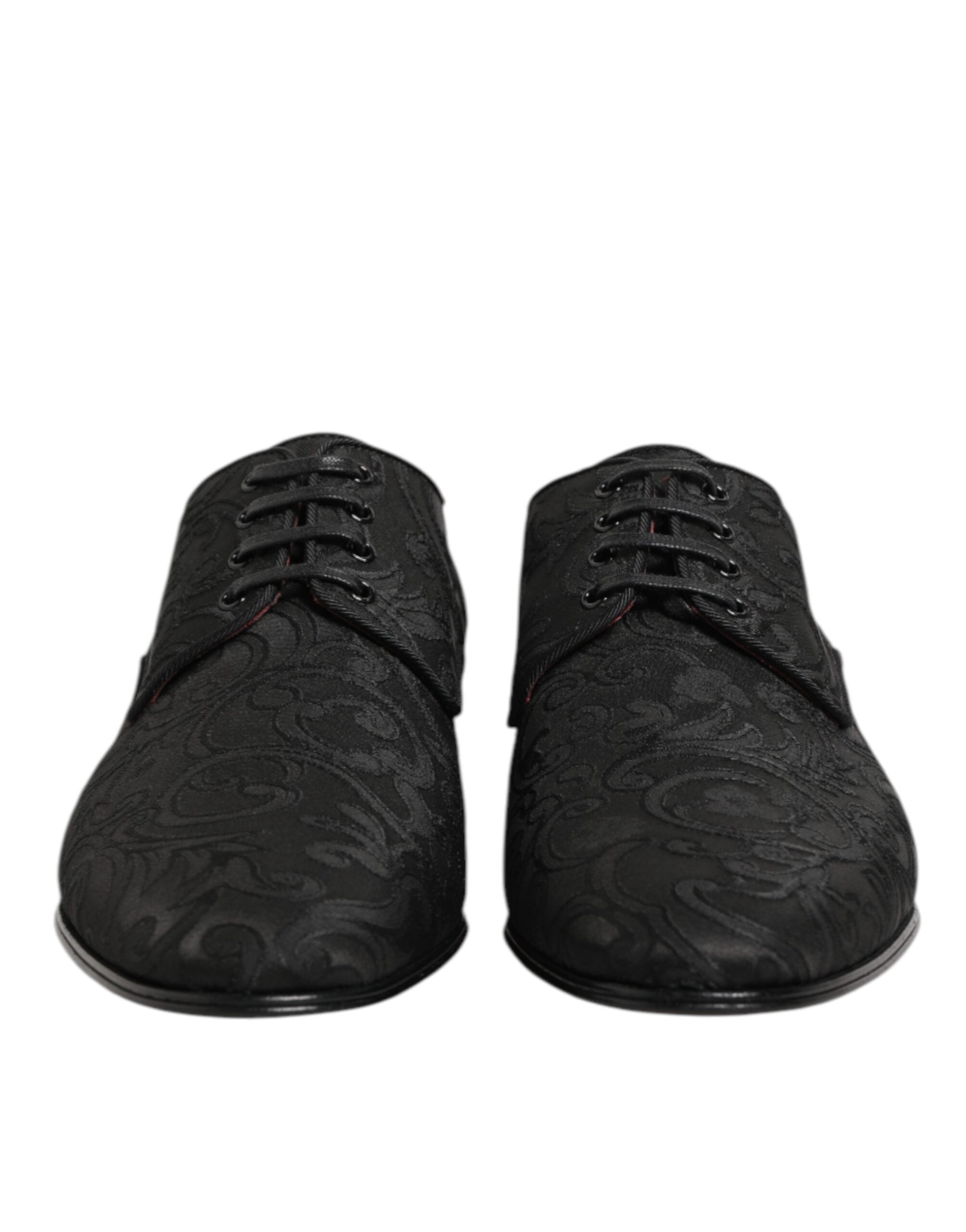 Dolce & Gabbana Schwarz Brokat Lace Up Derby Männer Kleid Schuhe