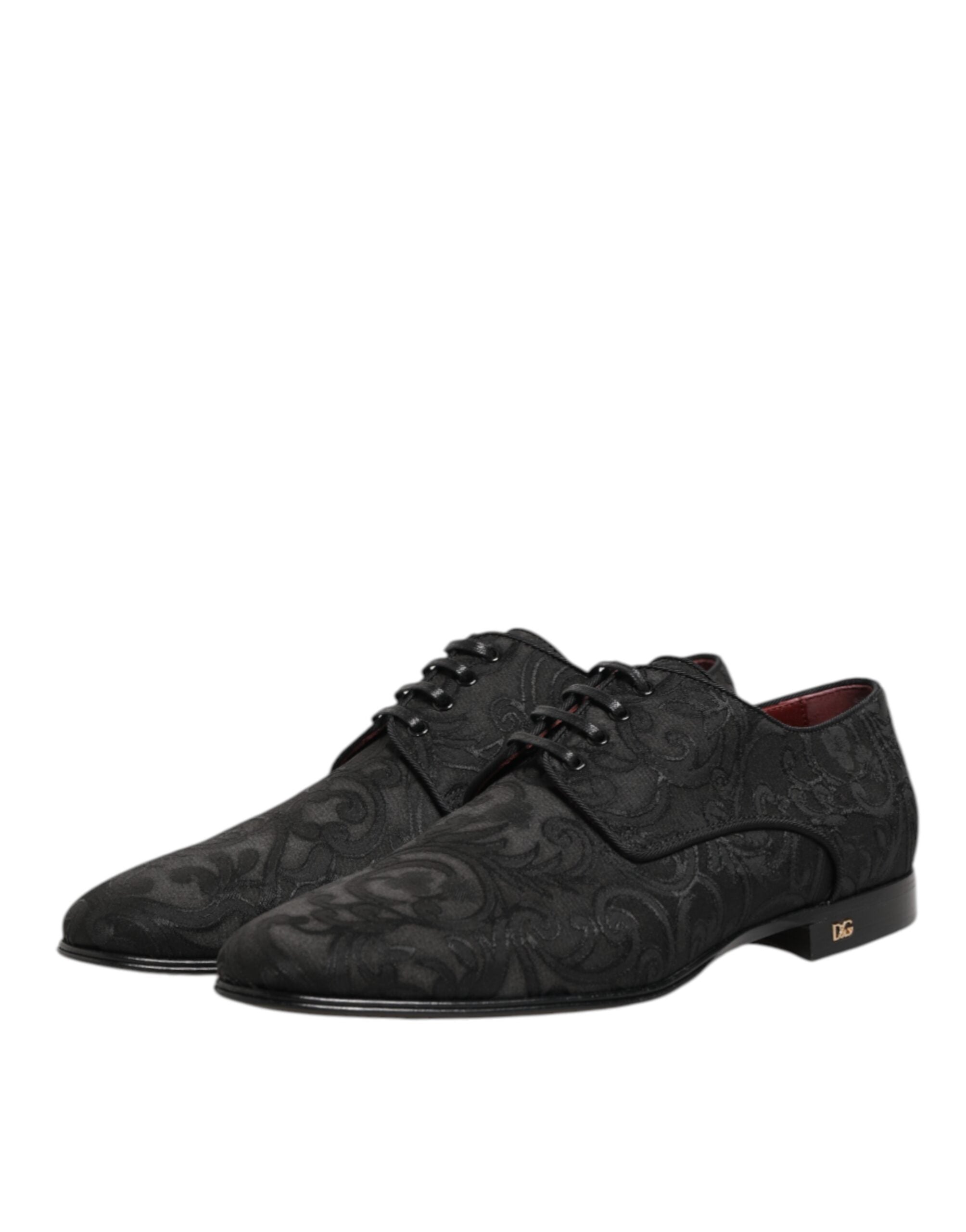 Dolce & Gabbana Schwarz Brokat Lace Up Derby Männer Kleid Schuhe