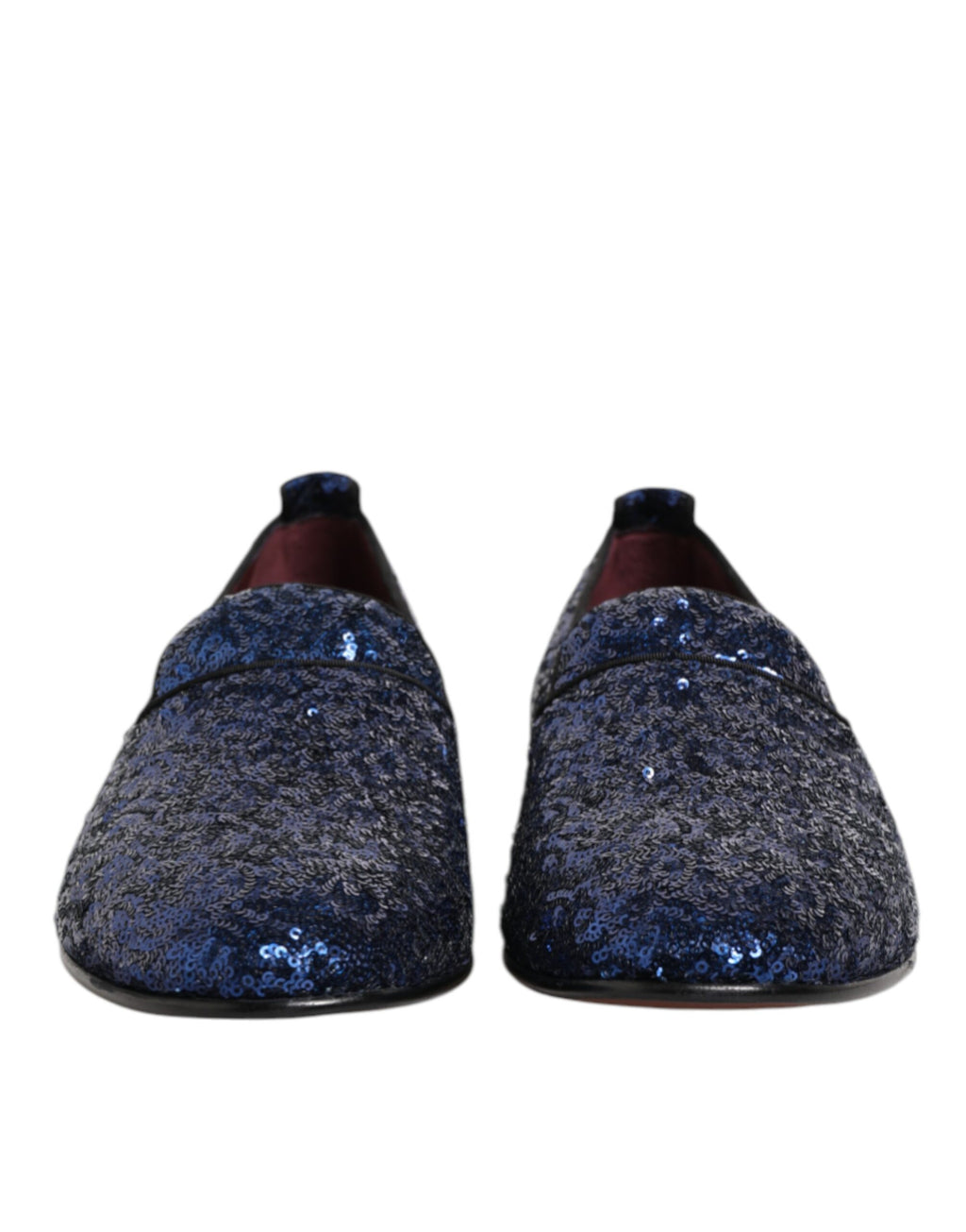 Dolce & Gabbana Blau Pailletten Loafers Hausschuhe Männer Kleid Schuhe