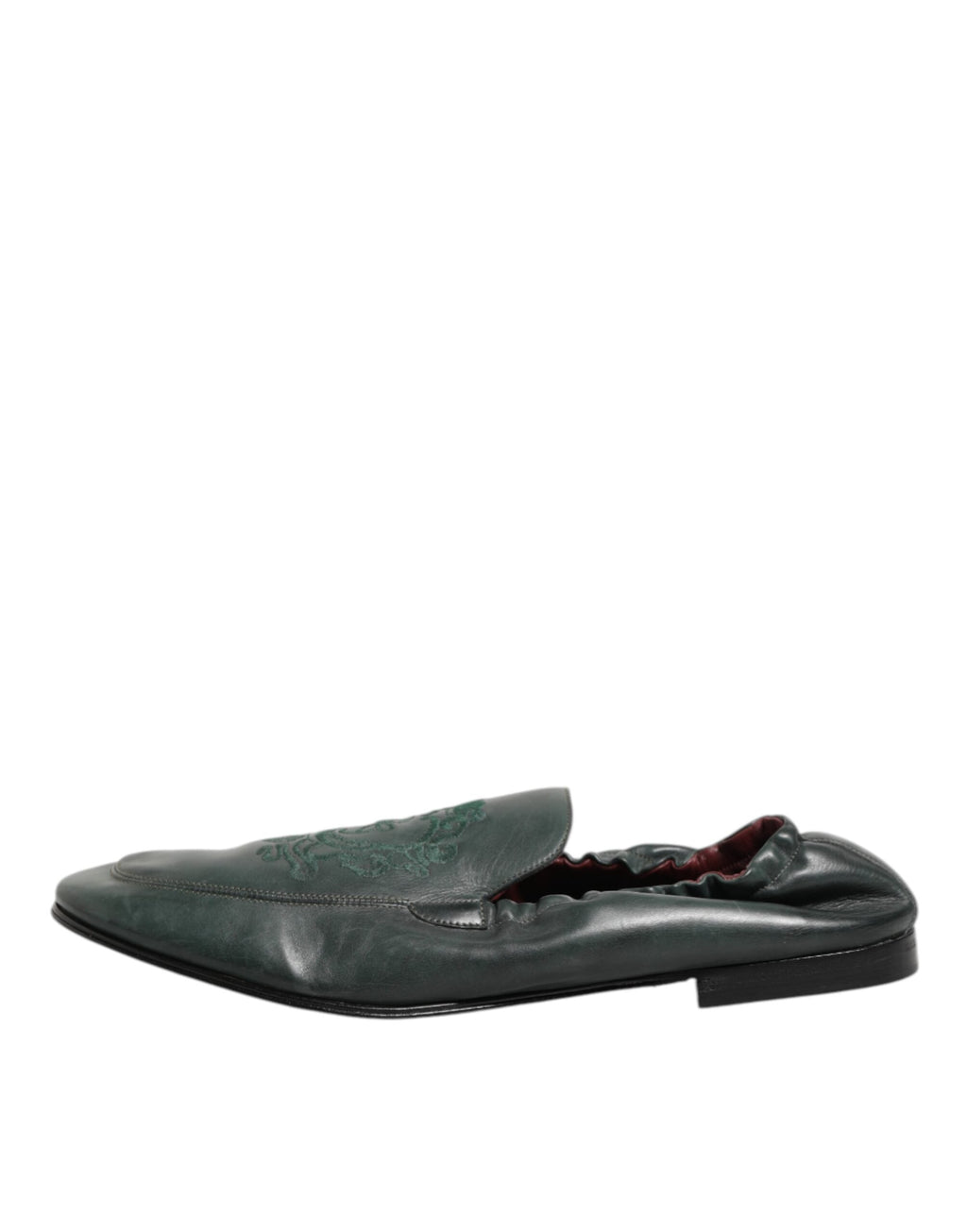 Dolce & Gabbana Grünes Leder Slip On Männer flache Loafers Schuhe