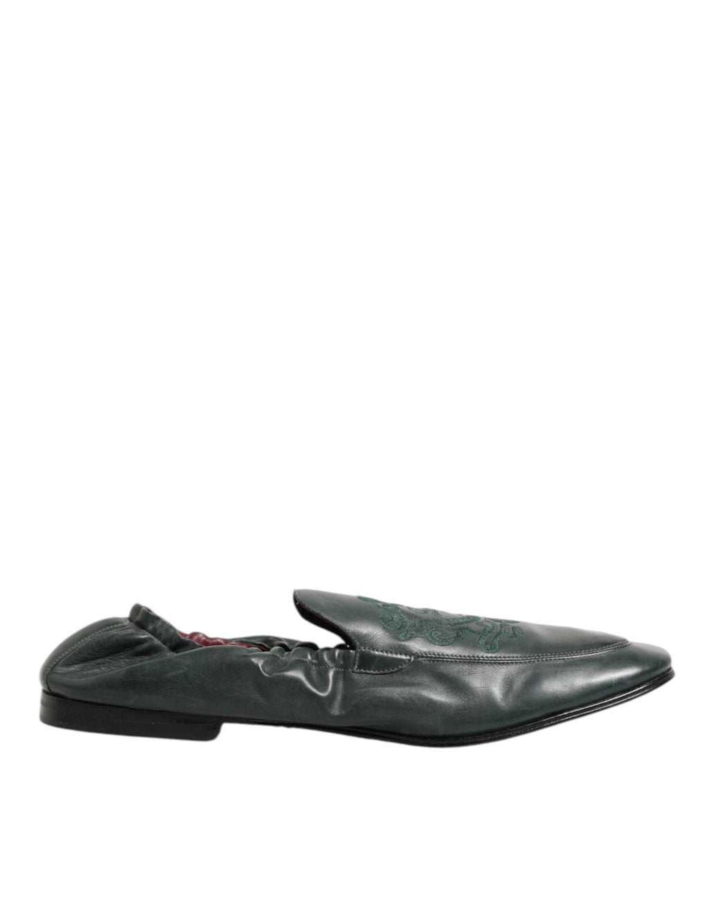 Dolce & Gabbana Grünes Leder Slip On Männer flache Loafers Schuhe