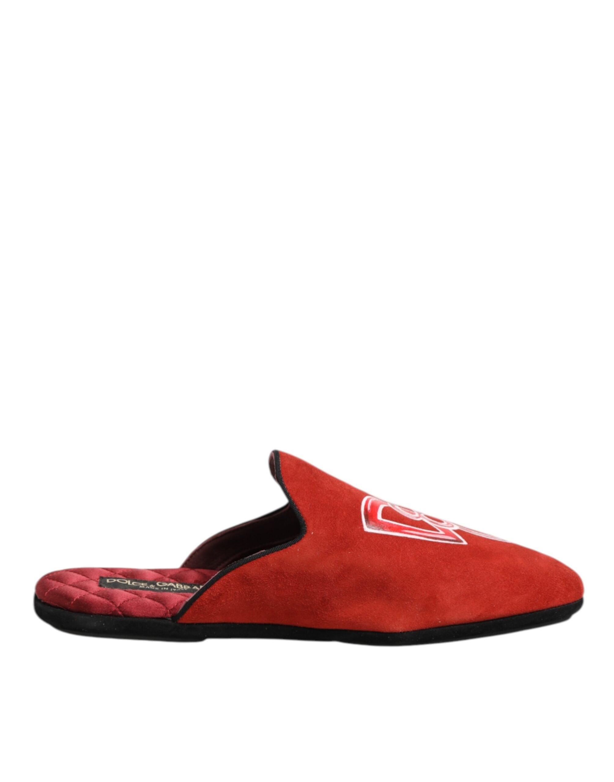 Dolce & Gabbana Rote Wildleder DG King Männer Hausschuhe Schuhe