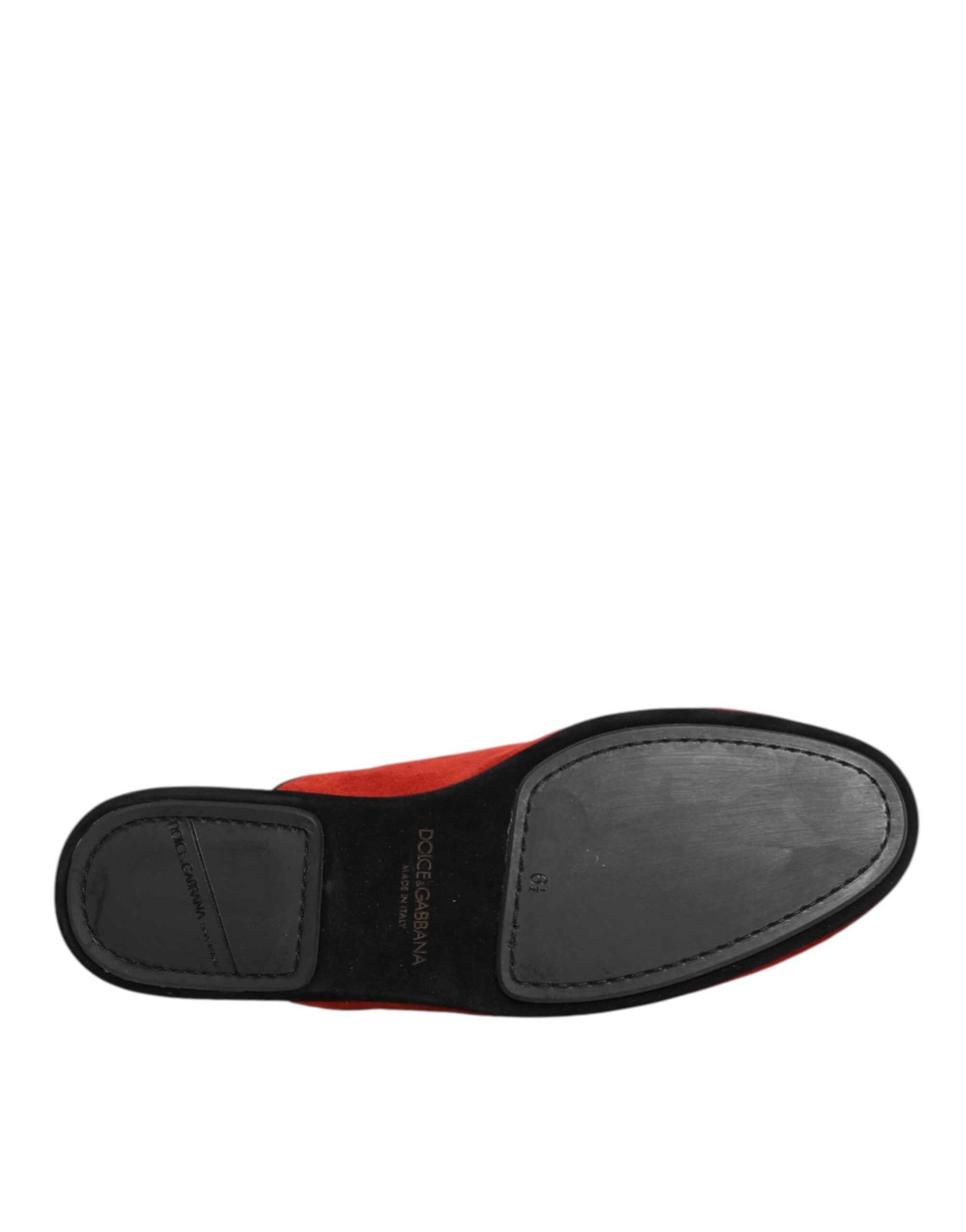 Dolce & Gabbana Rote Wildleder DG King Männer Hausschuhe Schuhe