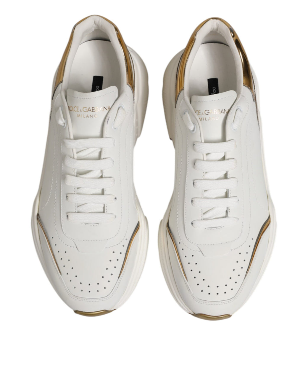 Dolce & Gabbana Weiß Gold Daymaster Low Top Turnschuhe Schuhe
