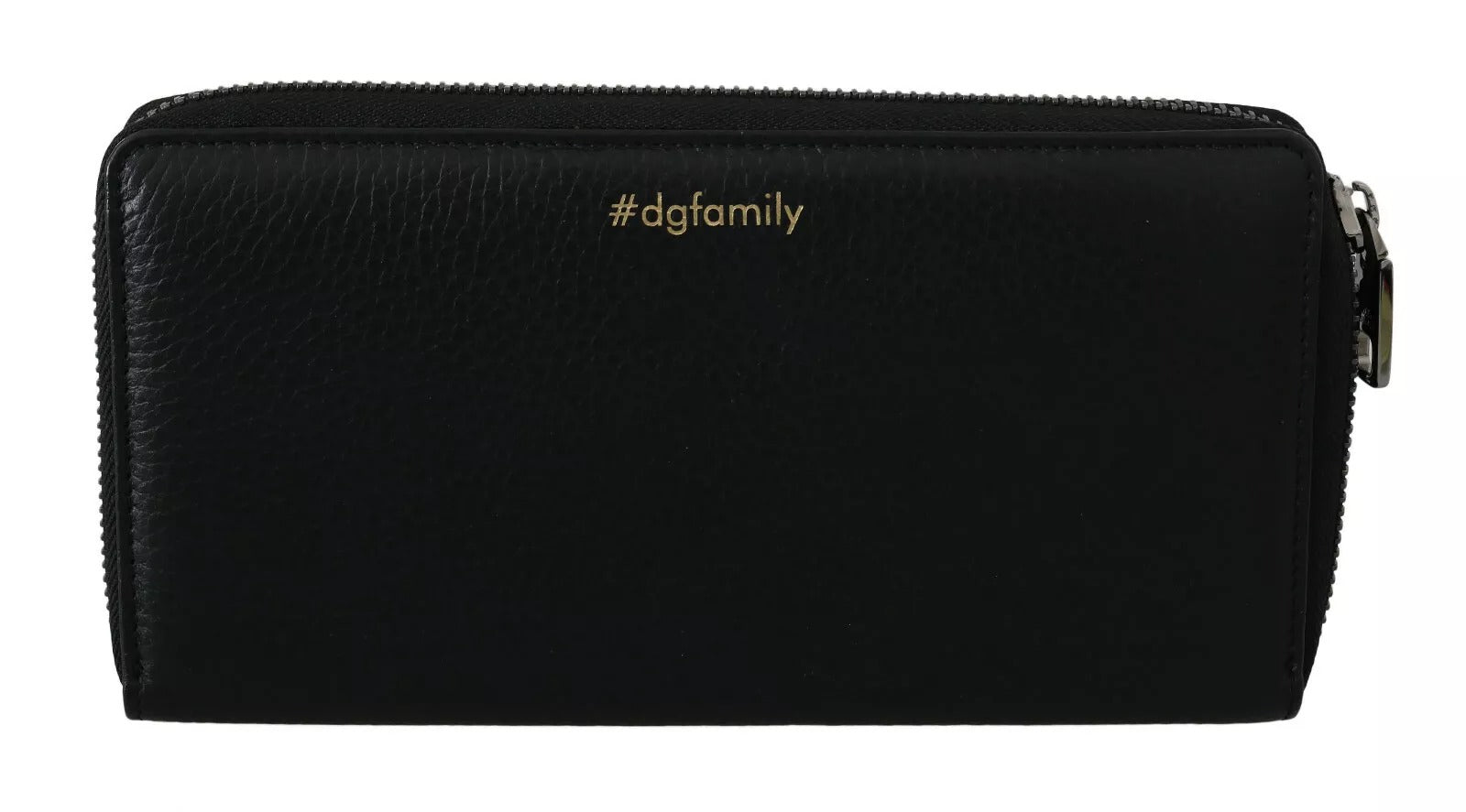 Dolce & Gabbana Schwarzes Leder #DGFAMILY Zipper Continental Herren Geldbörse