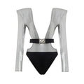 Dolce & Gabbana Gray Viscose One-Piece Swimsuit