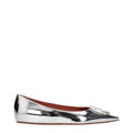 Amina Muaddi Graue Leder-Ballett-Flats