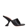 Amina Muaddi Schwarze Leder-Stilettos mit Pfennigabsatz
