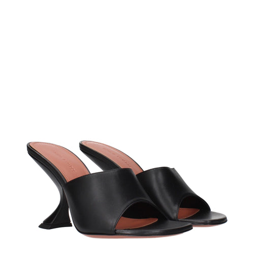 Amina Muaddi Schwarze Leder-Stilettos mit Pfennigabsatz