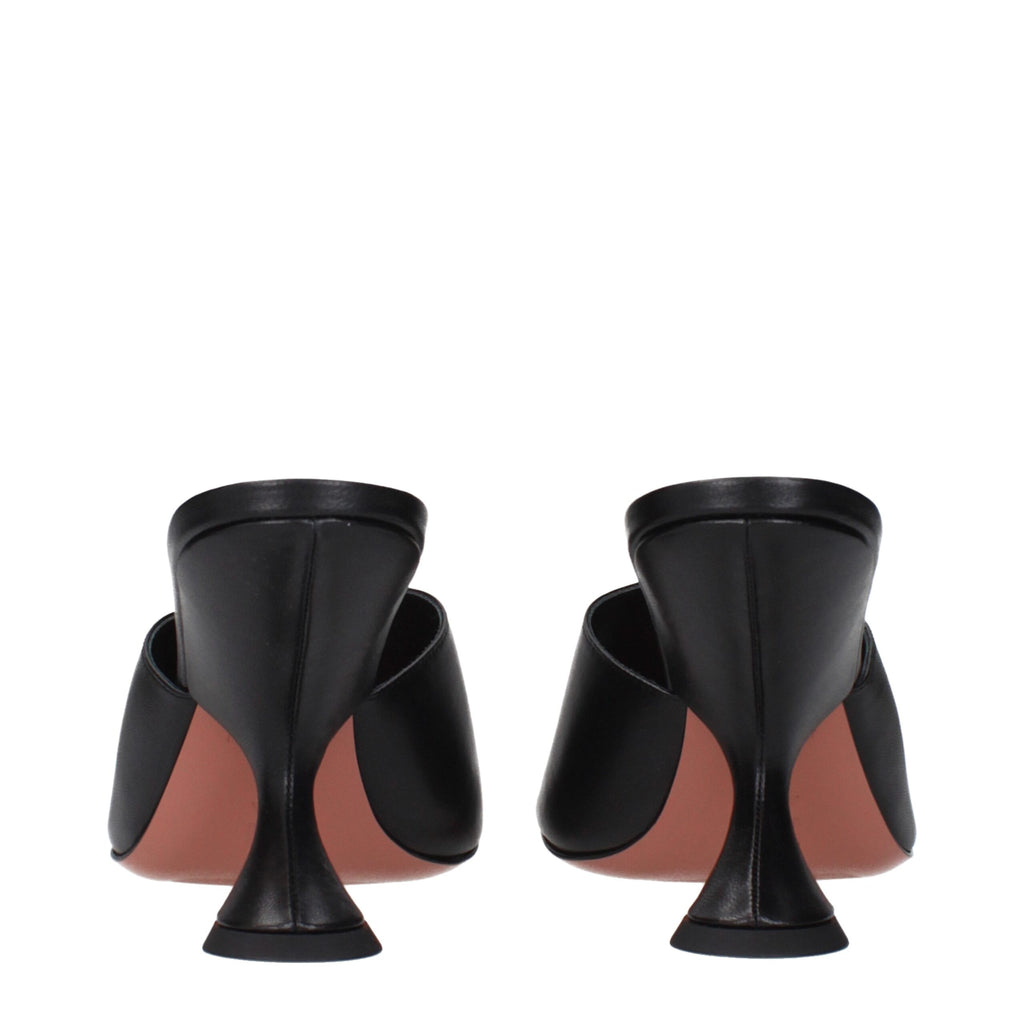 Amina Muaddi Schwarze Leder-Stilettos mit Pfennigabsatz