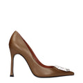 Amina Muaddi Braune Leder-Pumps mit hohem Absatz