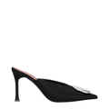 Amina Muaddi Schwarze Satin Pumps mit hohem Absatz