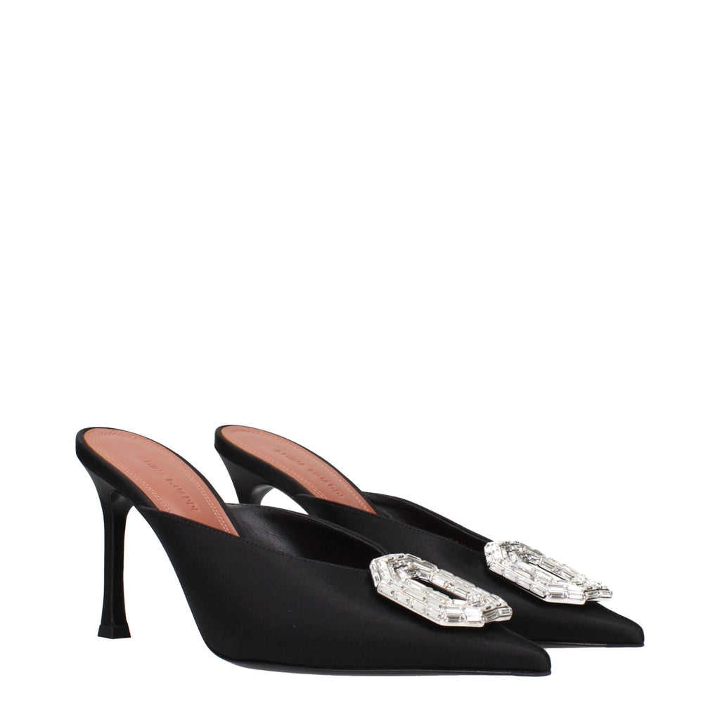 Amina Muaddi Schwarze Satin Pumps mit hohem Absatz