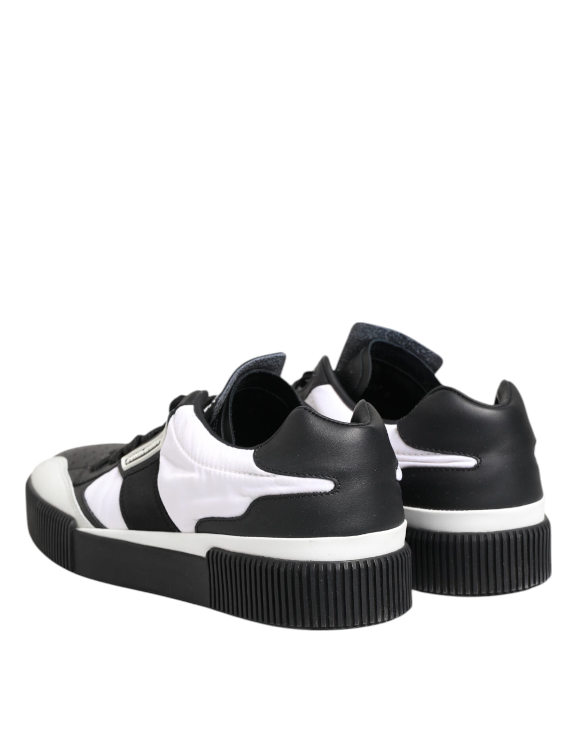 Dolce & Gabbana Schwarz Weiß Leder MIAMI Low Top Sneakers Schuhe
