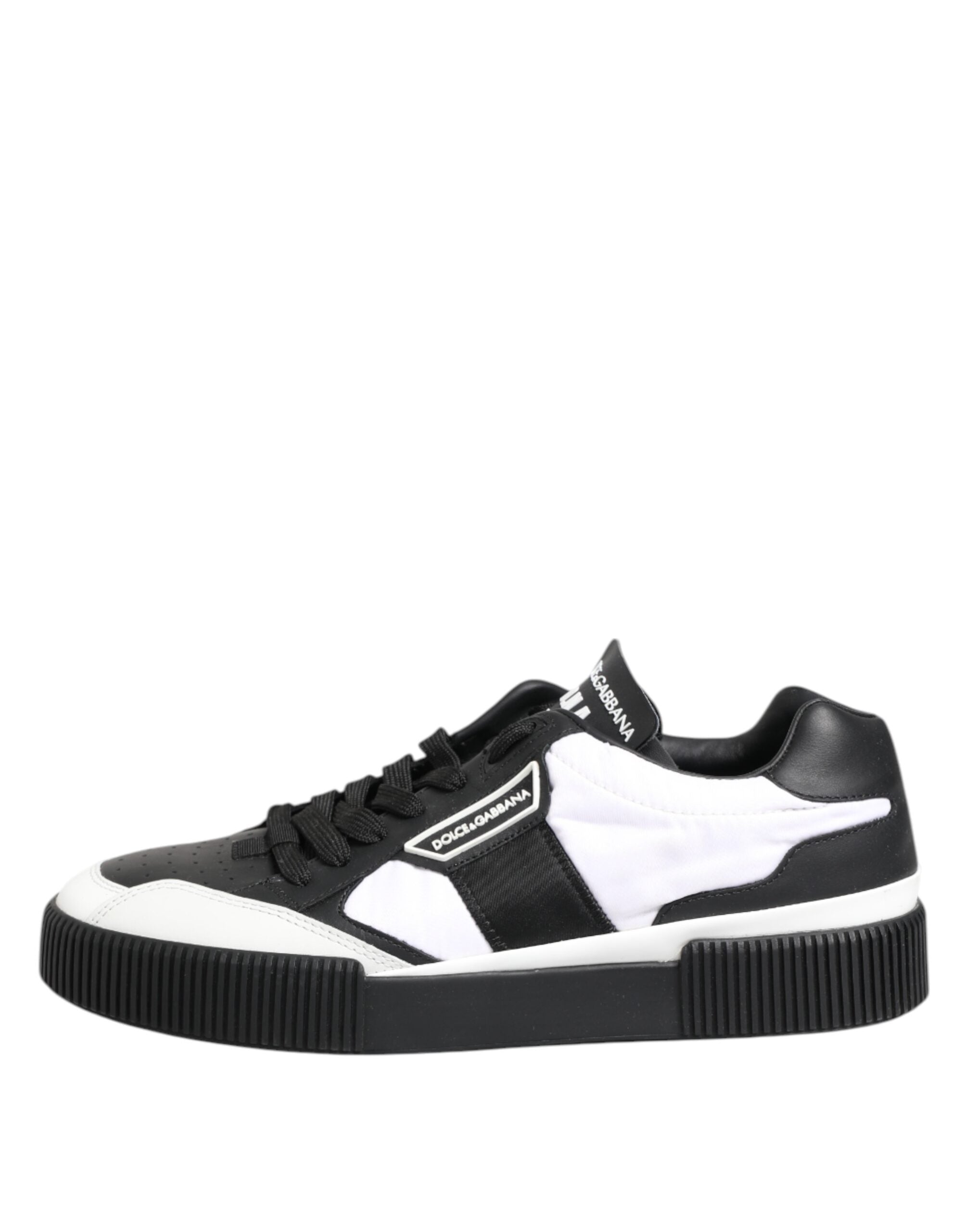 Dolce & Gabbana Schwarz Weiß Leder MIAMI Low Top Sneakers Schuhe