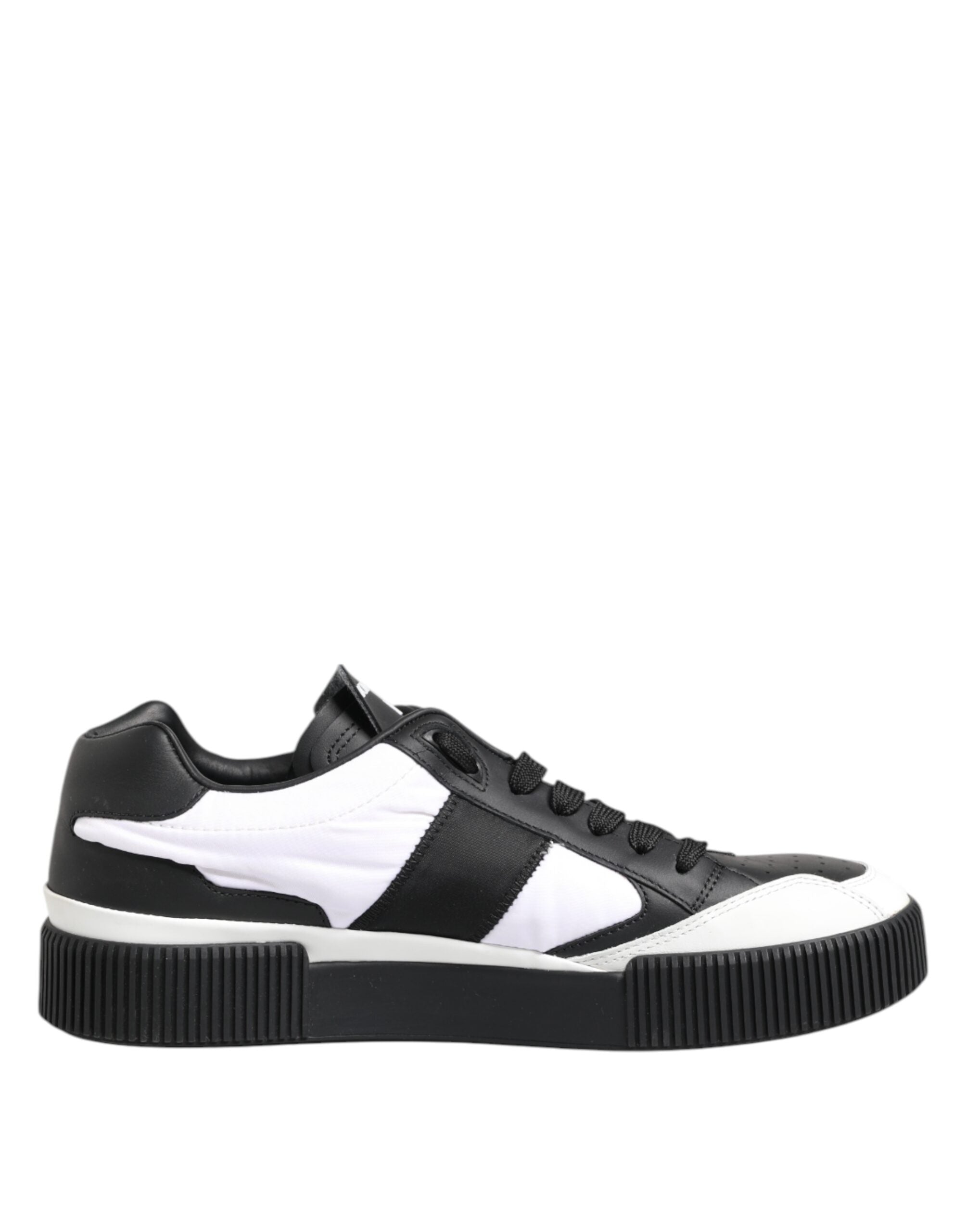 Dolce & Gabbana Schwarz Weiß Leder MIAMI Low Top Sneakers Schuhe