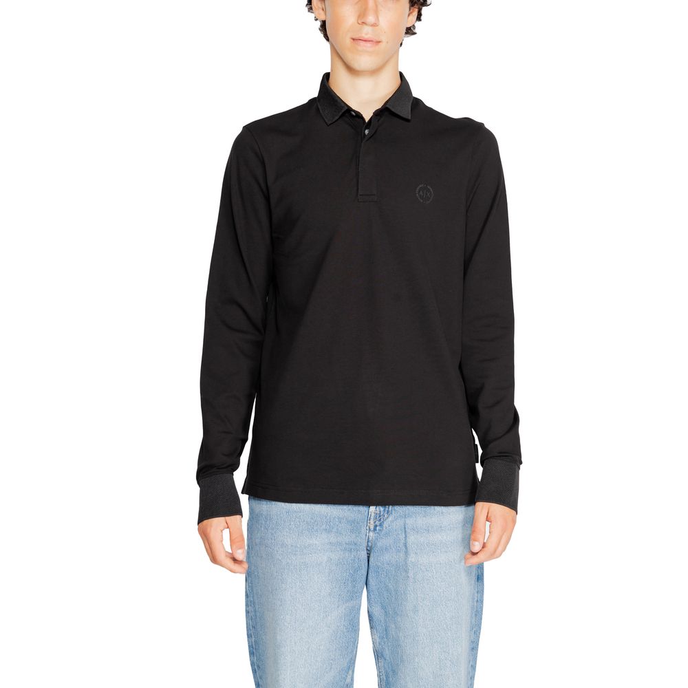 Armani Exchange Schwarzes Baumwoll-Langarmshirt